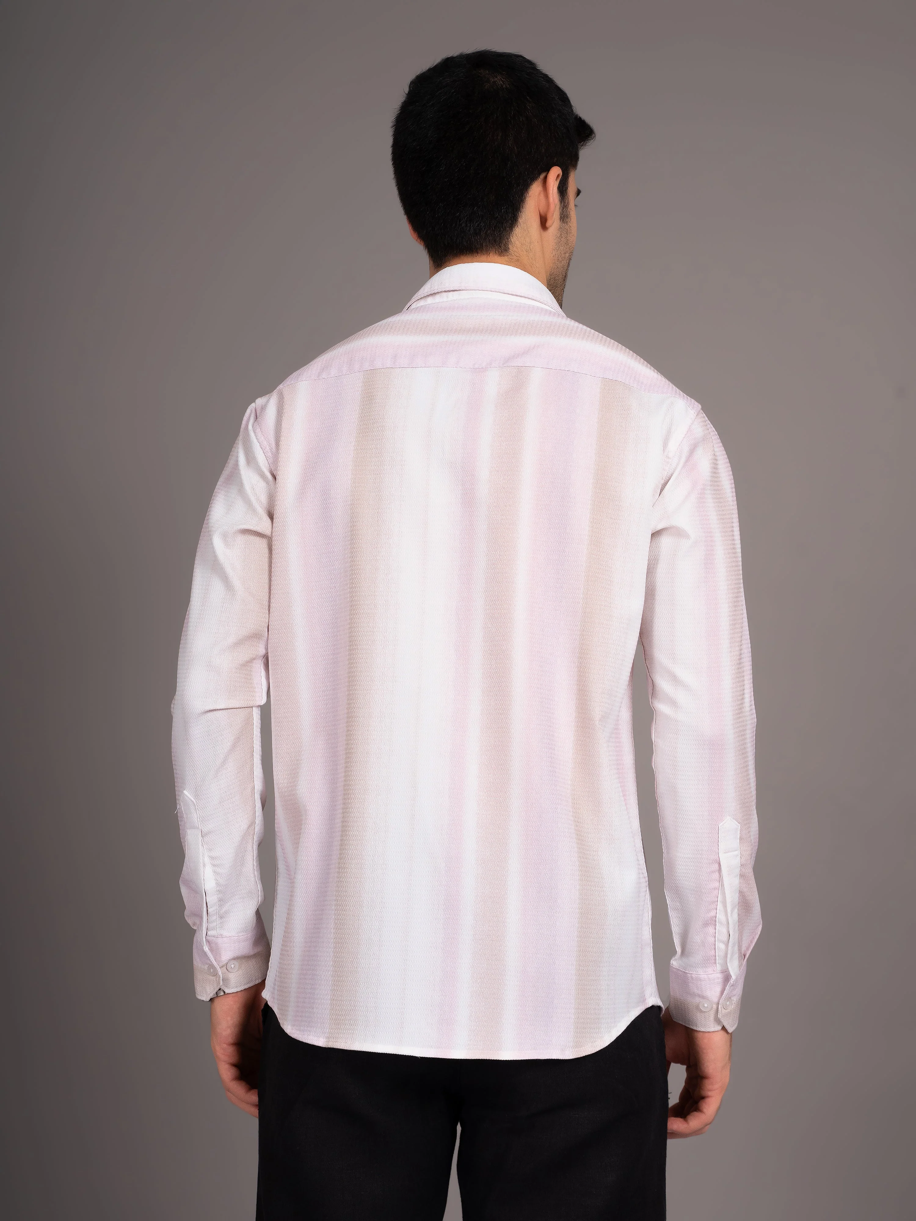 Men Strive Beige Striped Shirt - Image 2