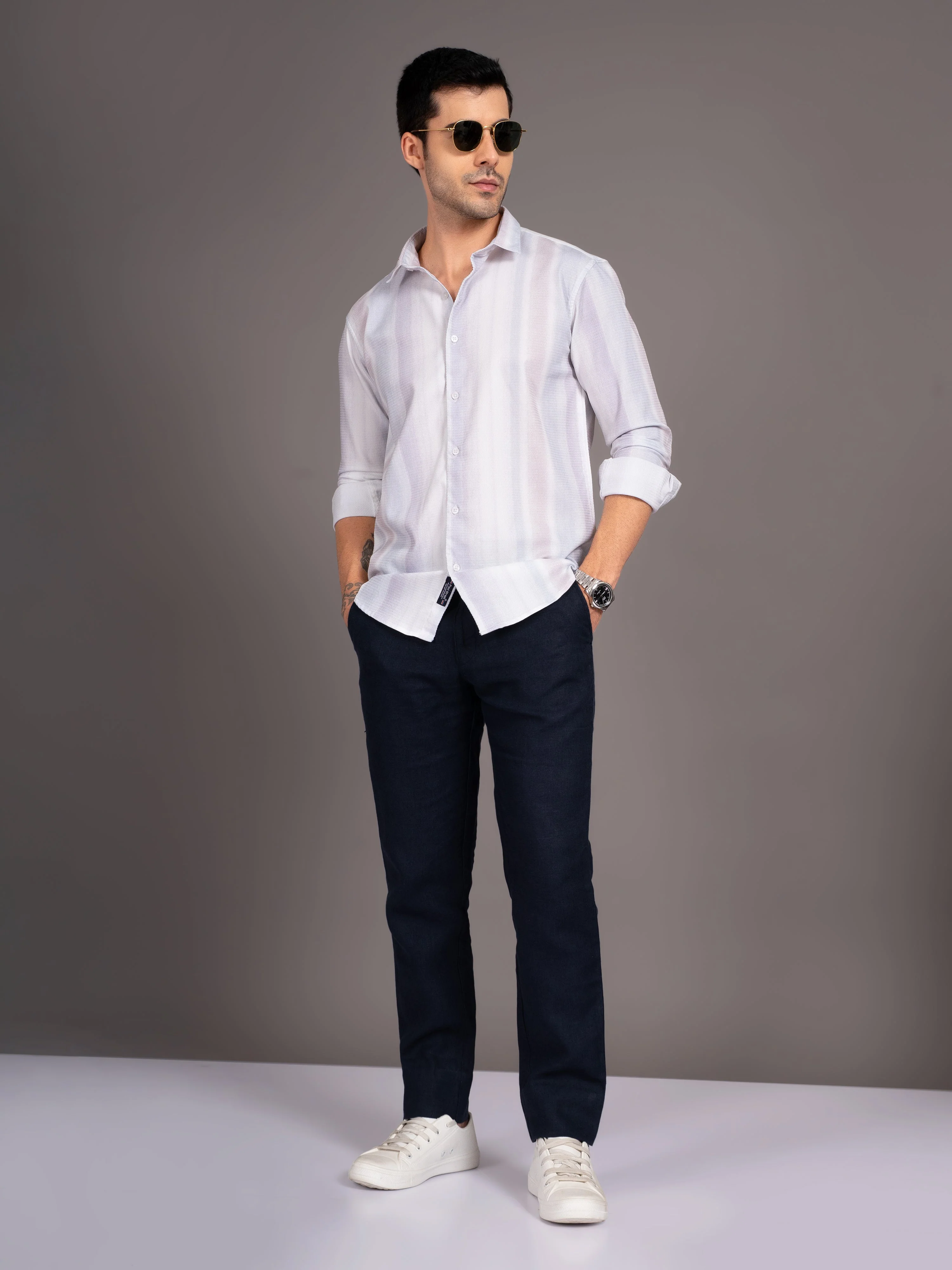 Men Strive Beige Striped Shirt - Image 6