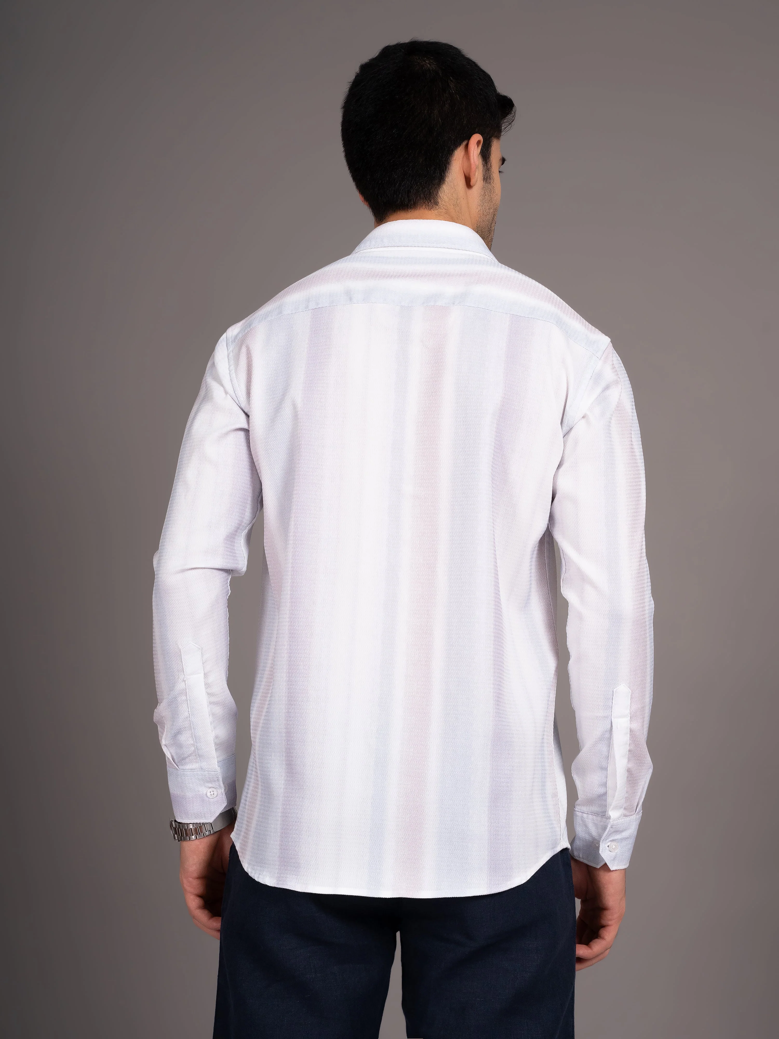 Men Strive White Striped Shirt - Image 2