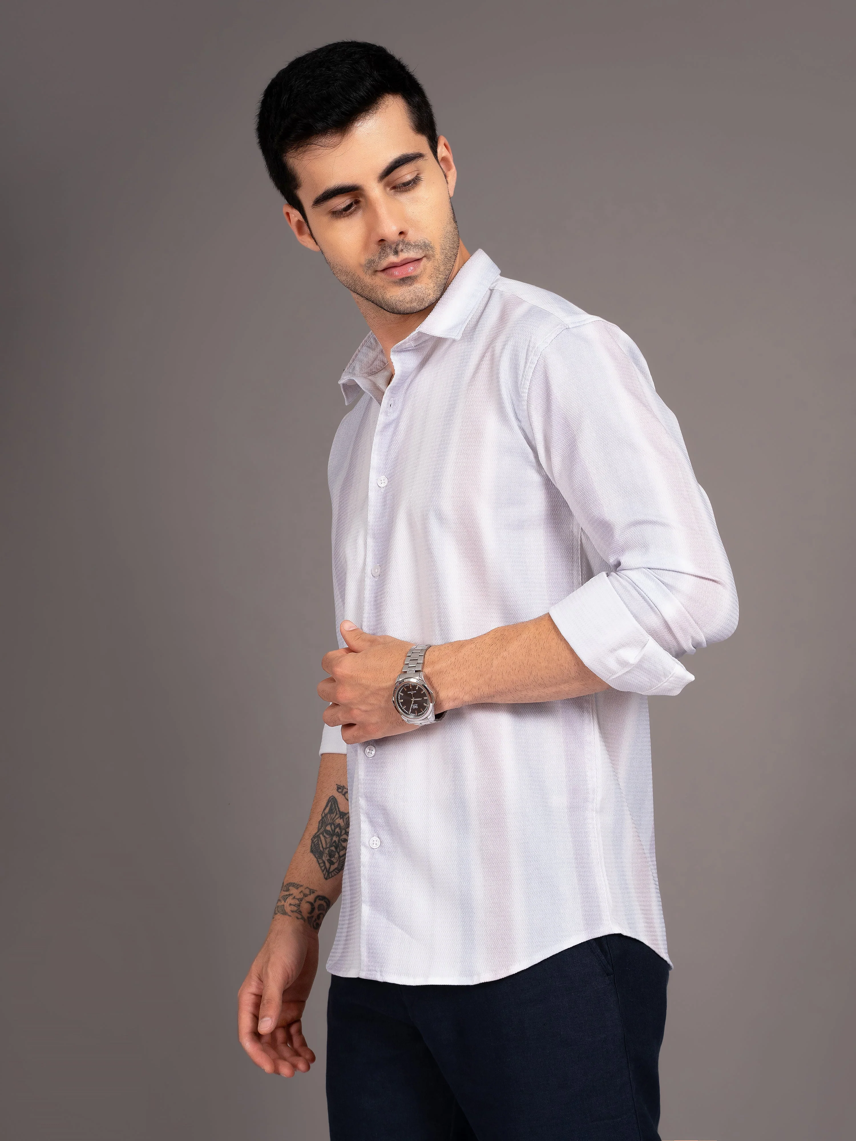 Men Strive White Striped Shirt - Image 3