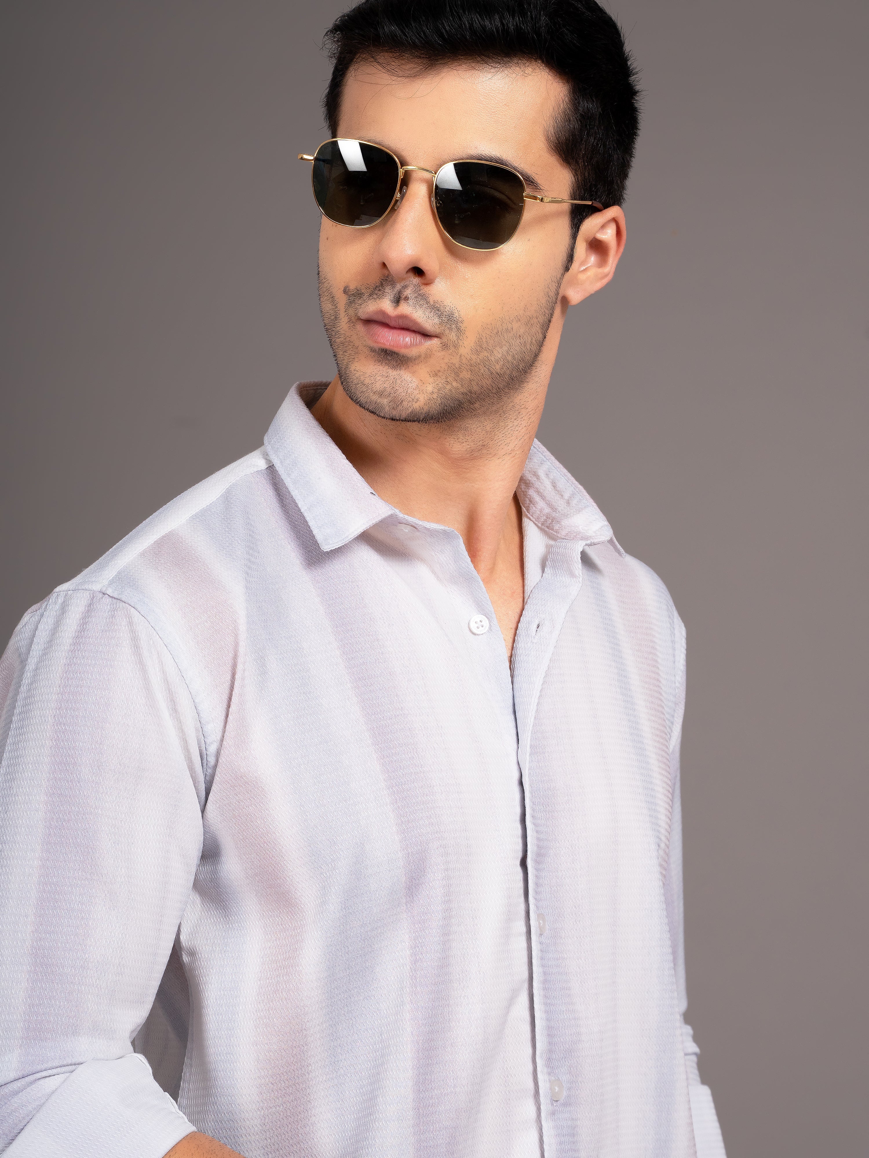 Men Strive White Striped Shirt - Image 4