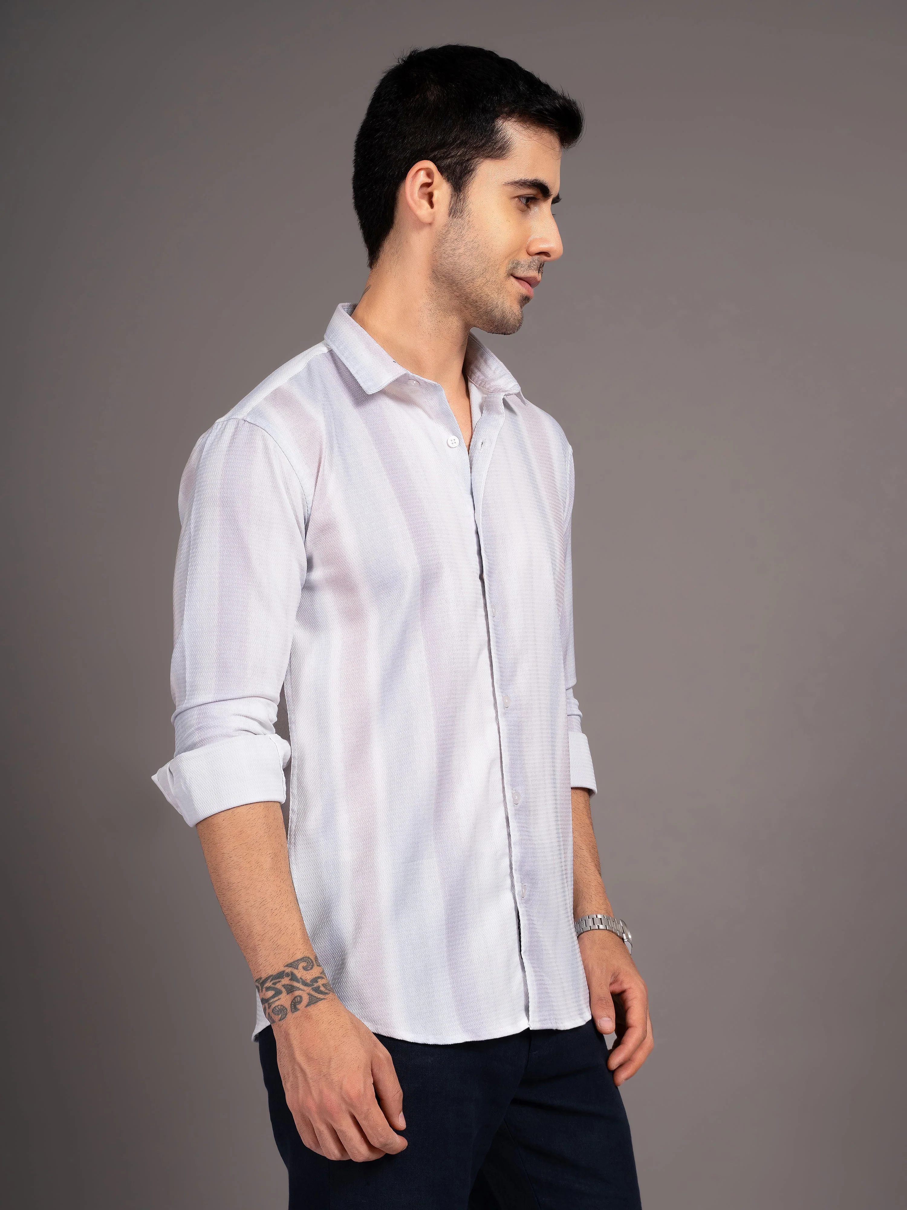 Men Strive White Striped Shirt - Image 5