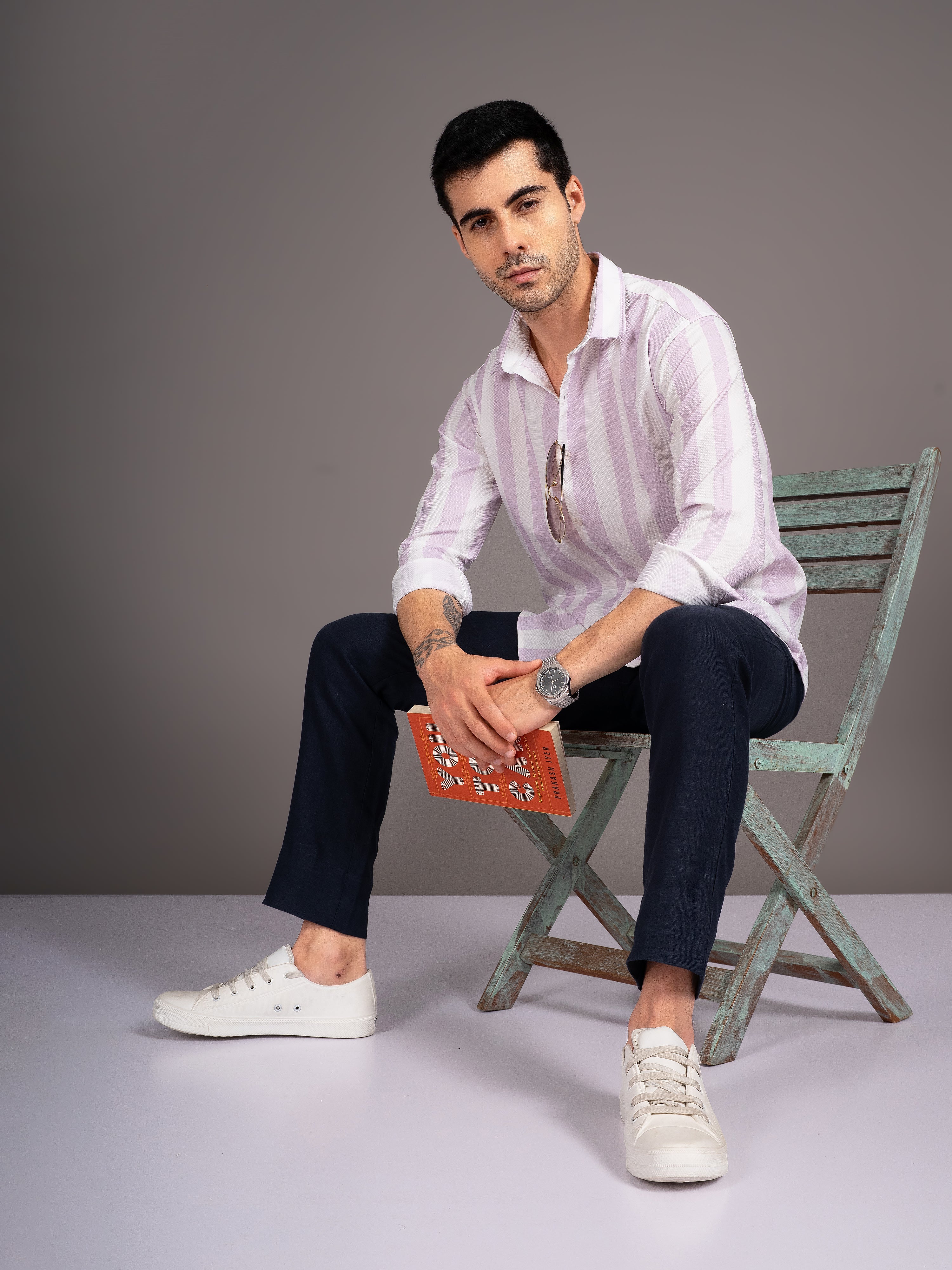 Men Strive White Striped Shirt - Image 6