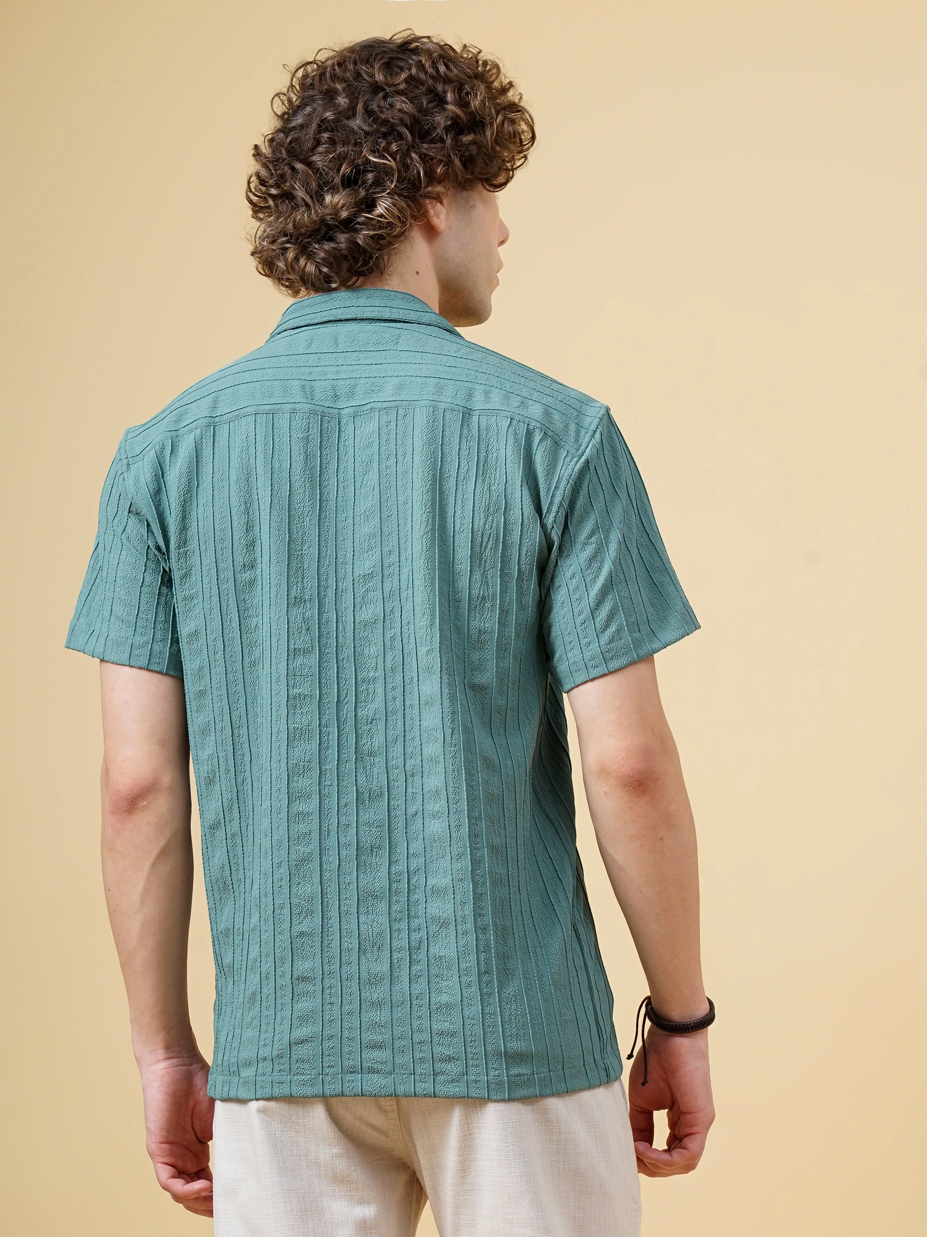 Men Strix Striped Green Shirt - Image 2