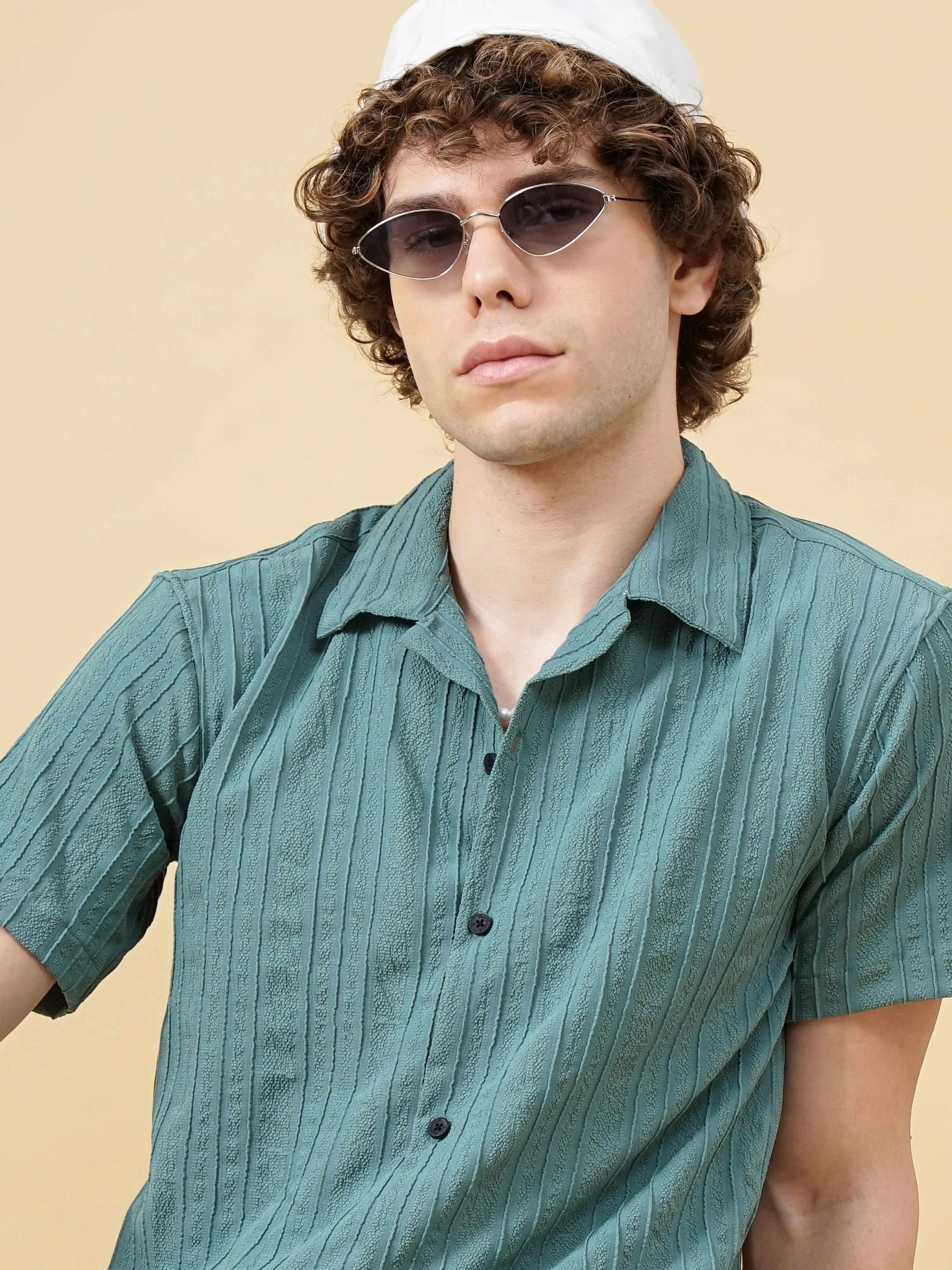 Men Strix Striped Green Shirt - Image 4
