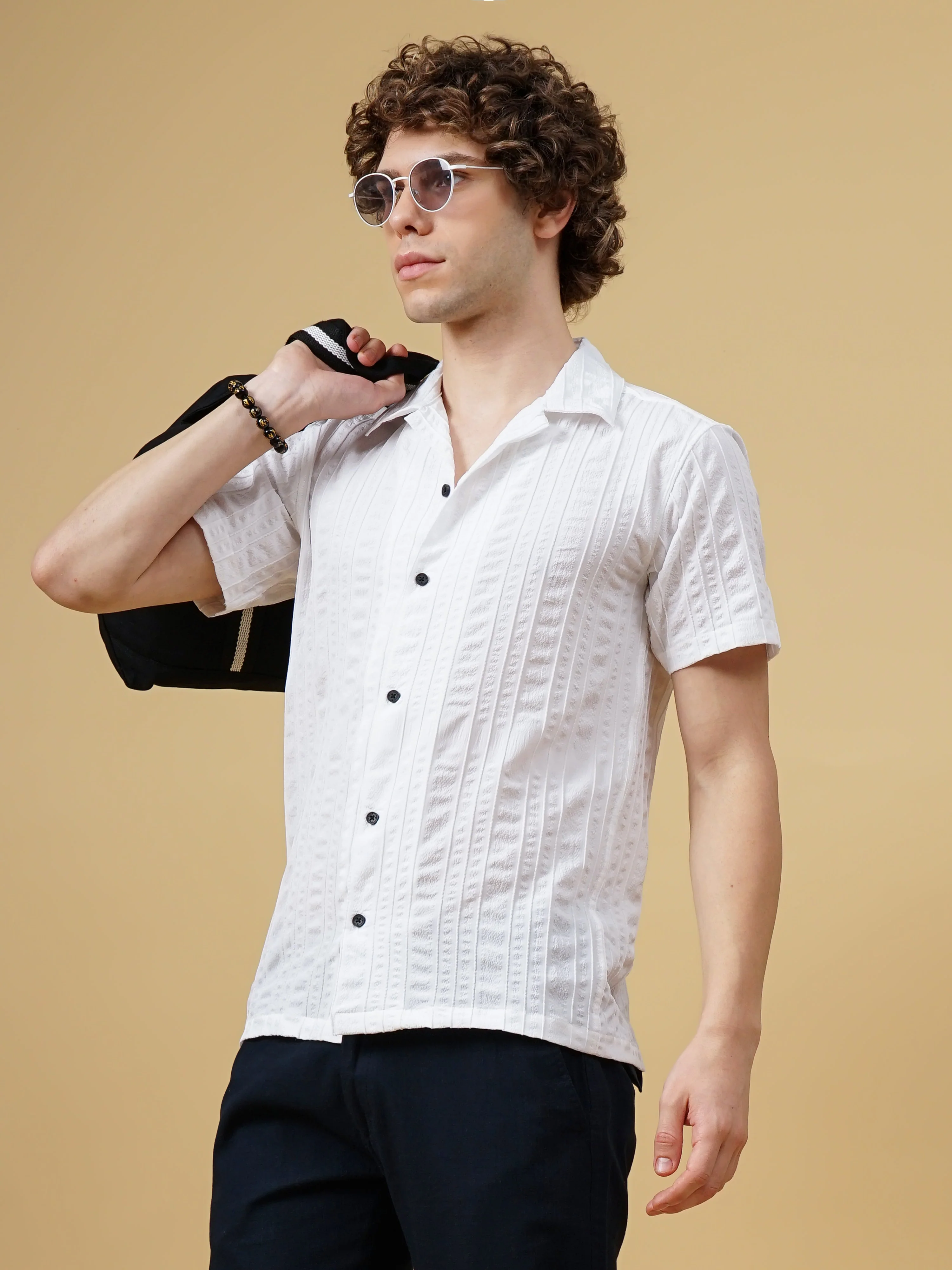 Men Strix Striped White Shirt - Image 4