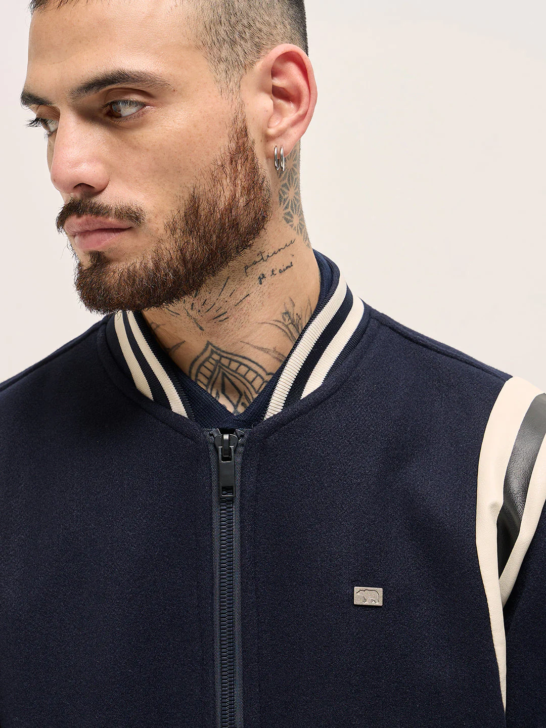 Men Stylish Bomber Jacket in Navy - Image 5