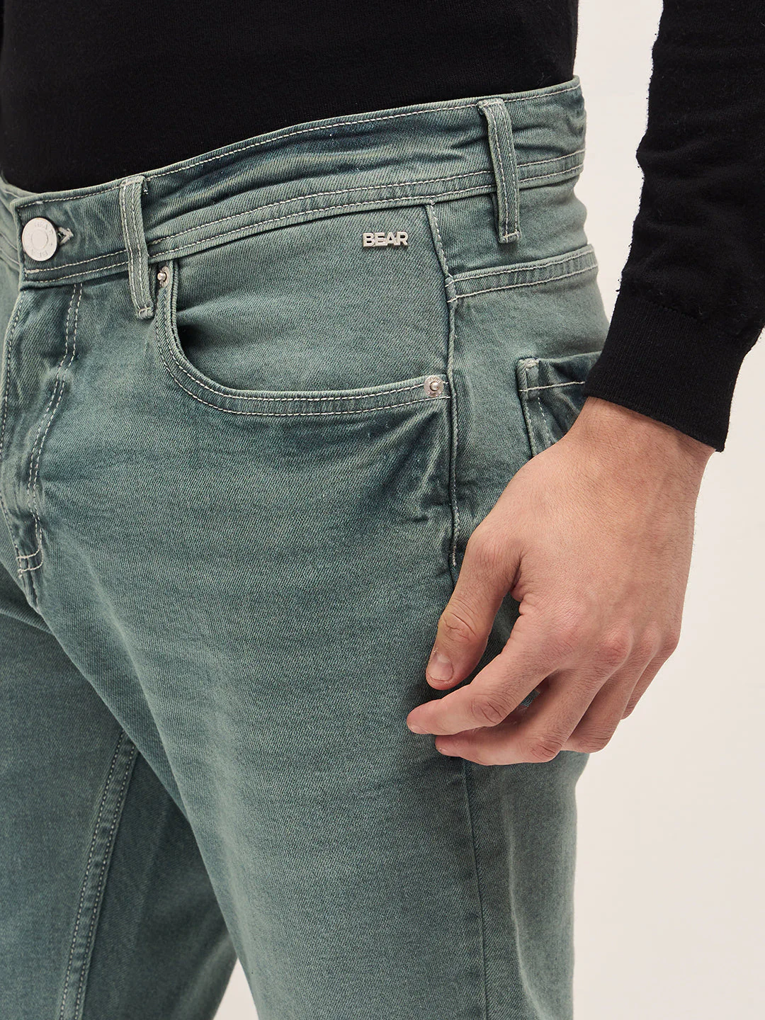 Men Stylish Olive Jeans - Image 5