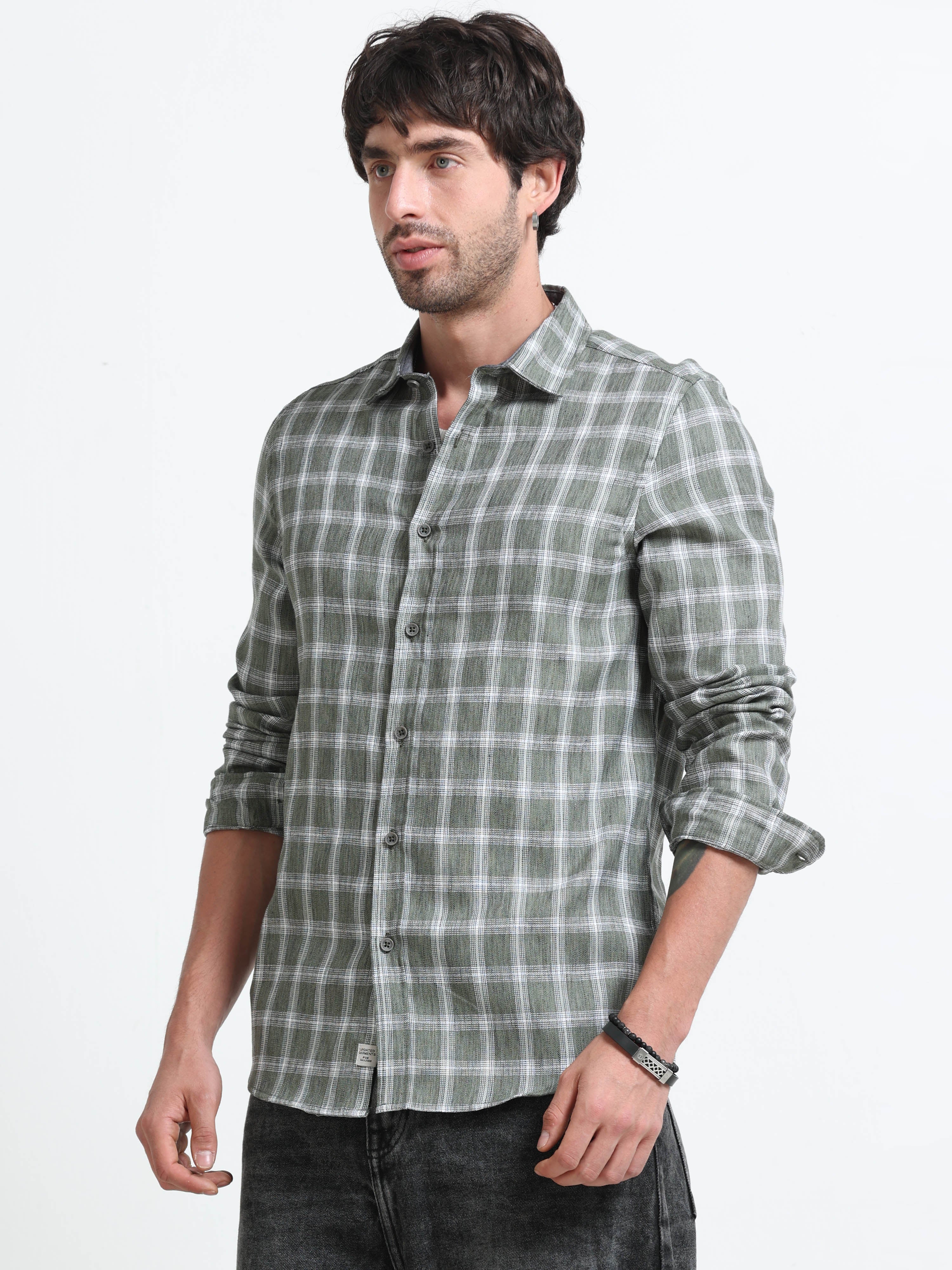 Men Syria Cotton Linen Check Shirt - Image 4