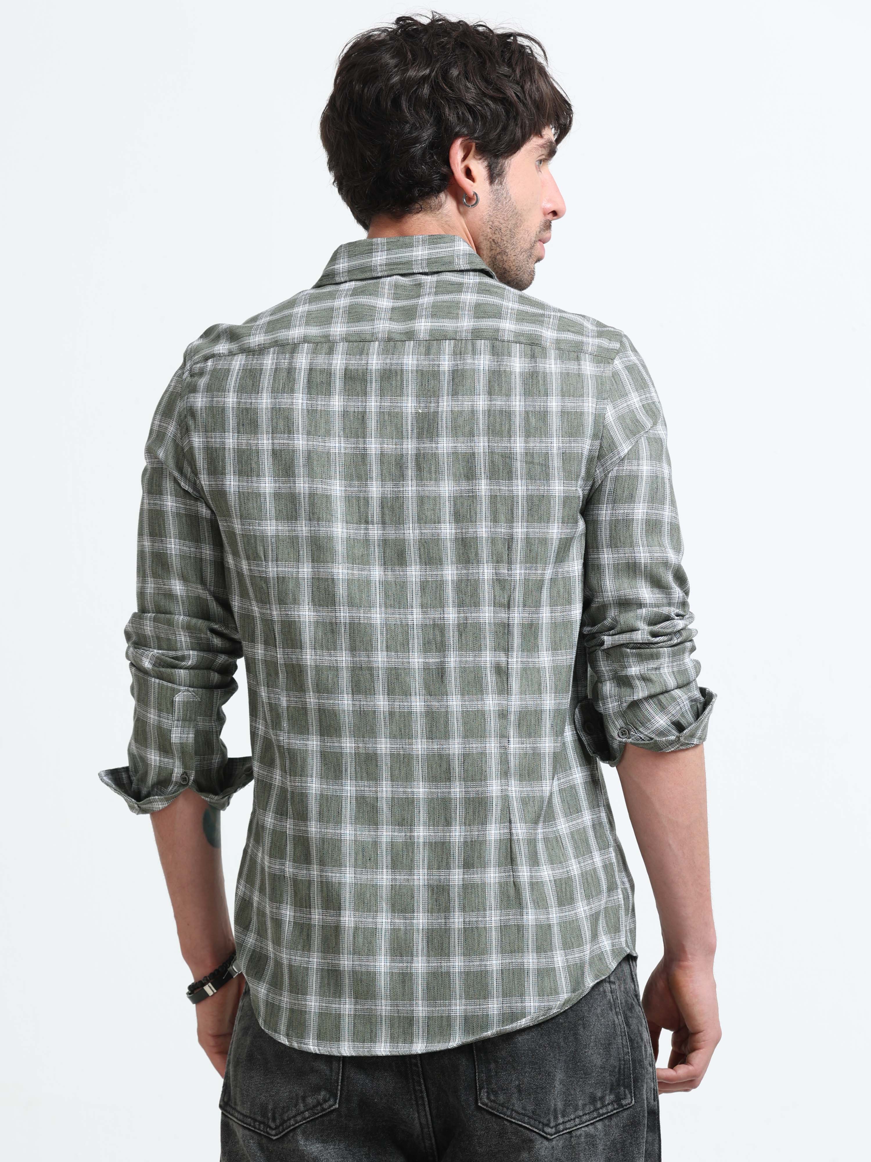 Men Syria Cotton Linen Check Shirt - Image 5
