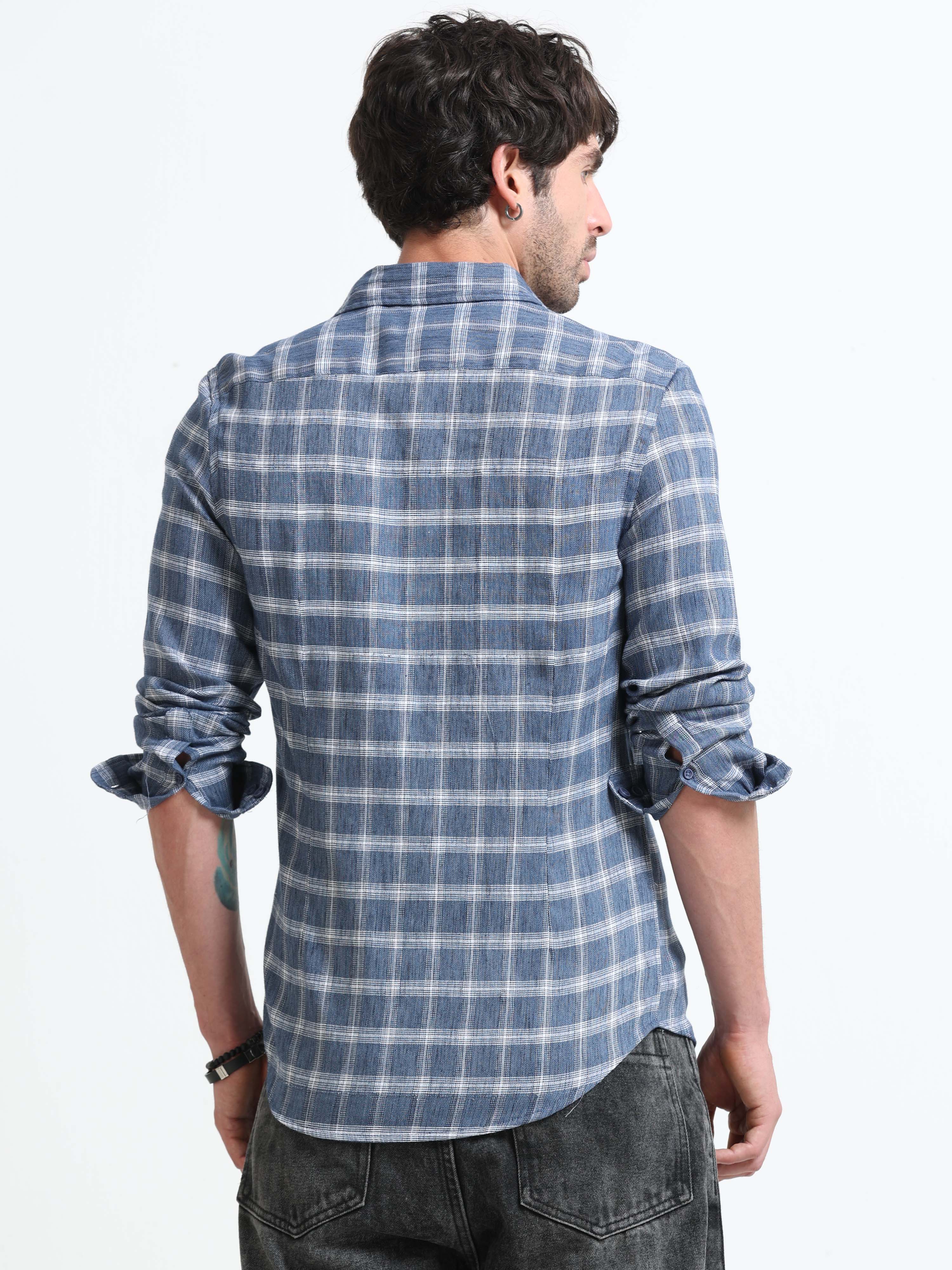 Men Syria Cotton Linen Check Shirt - Image 6