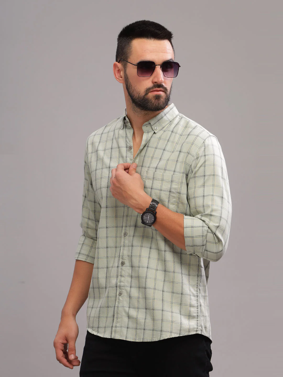 Men Tabor Grey Checks Shirt - Image 4