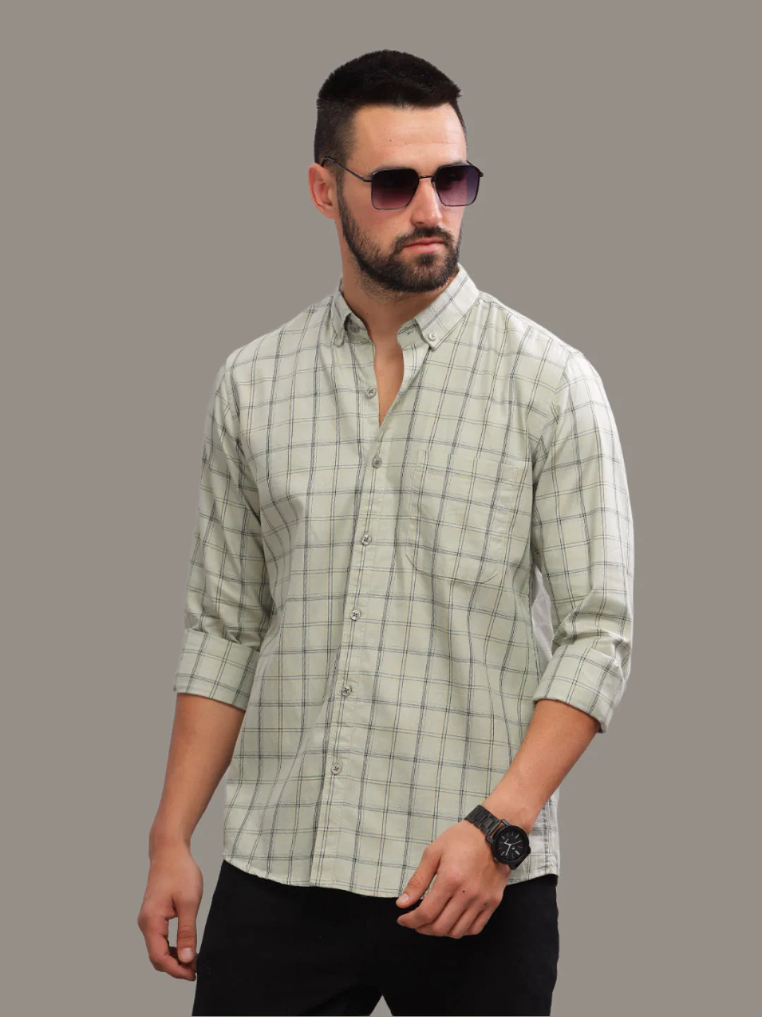 Men Tabor Grey Checks Shirt - Image 5