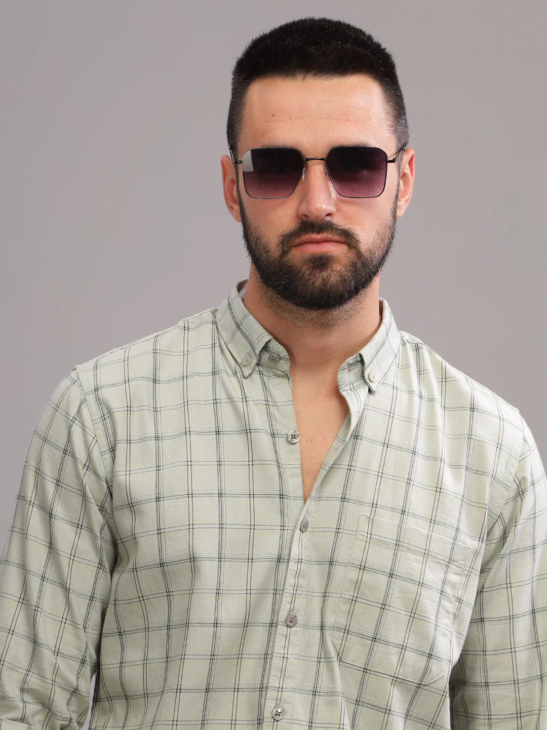 Men Tabor Grey Checks Shirt - Image 6