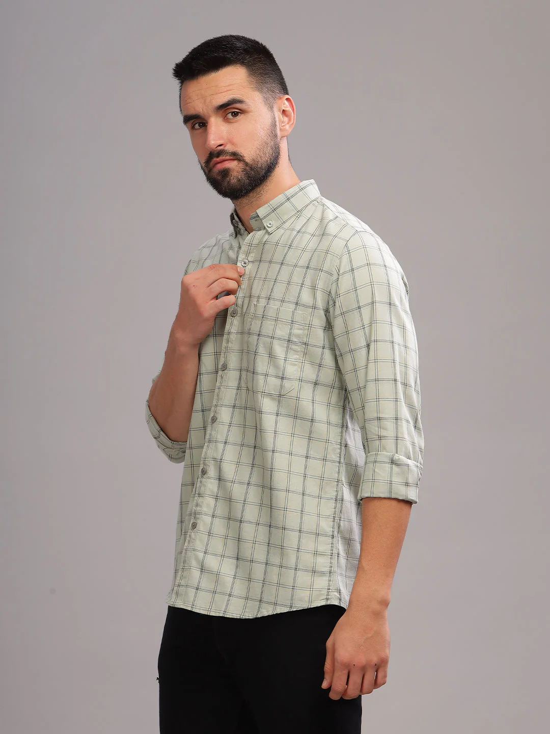 Men Tabor Grey Checks Shirt - Image 7