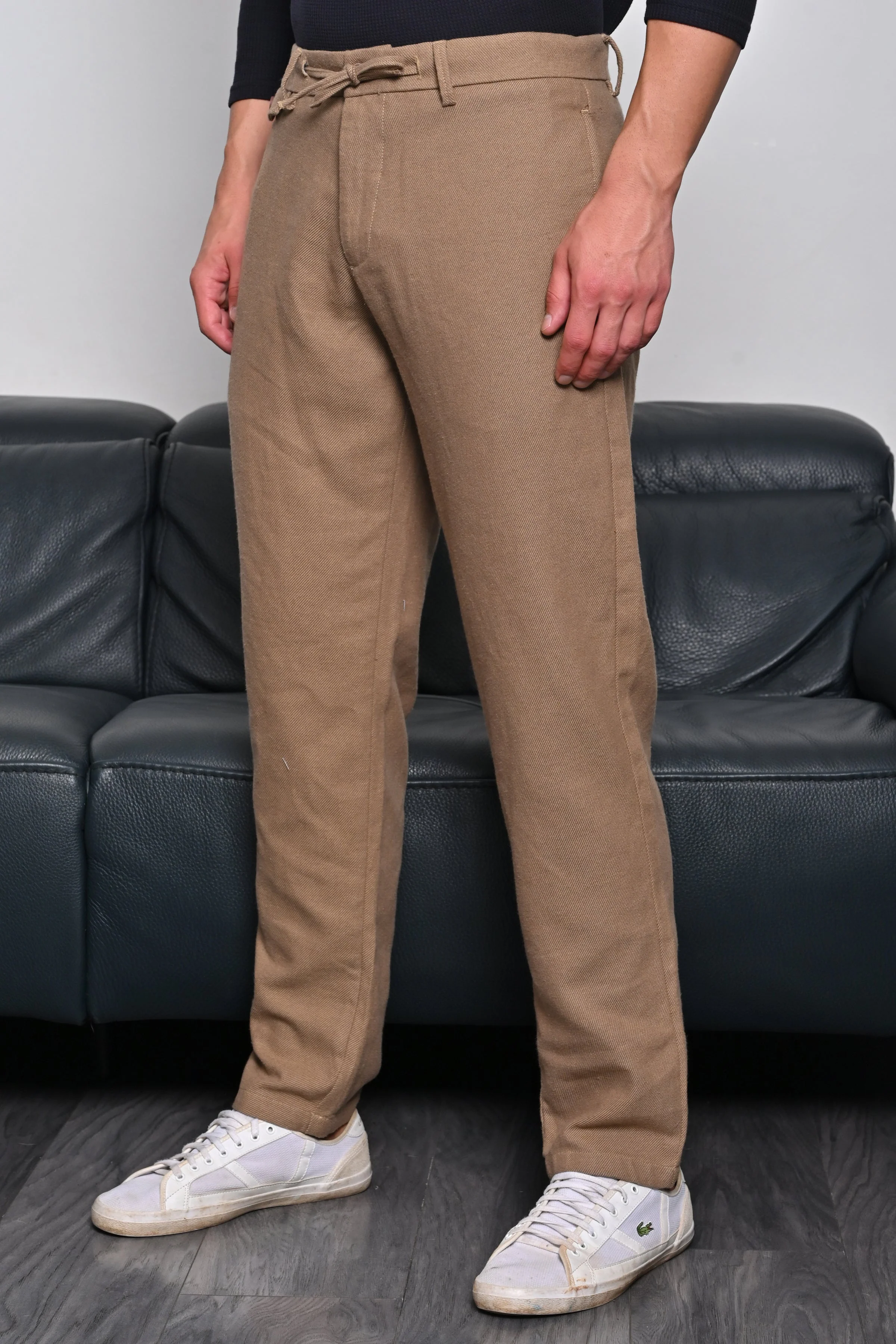 Men Tart Cotton Blend Drawstring Trouser Khaki - Image 2