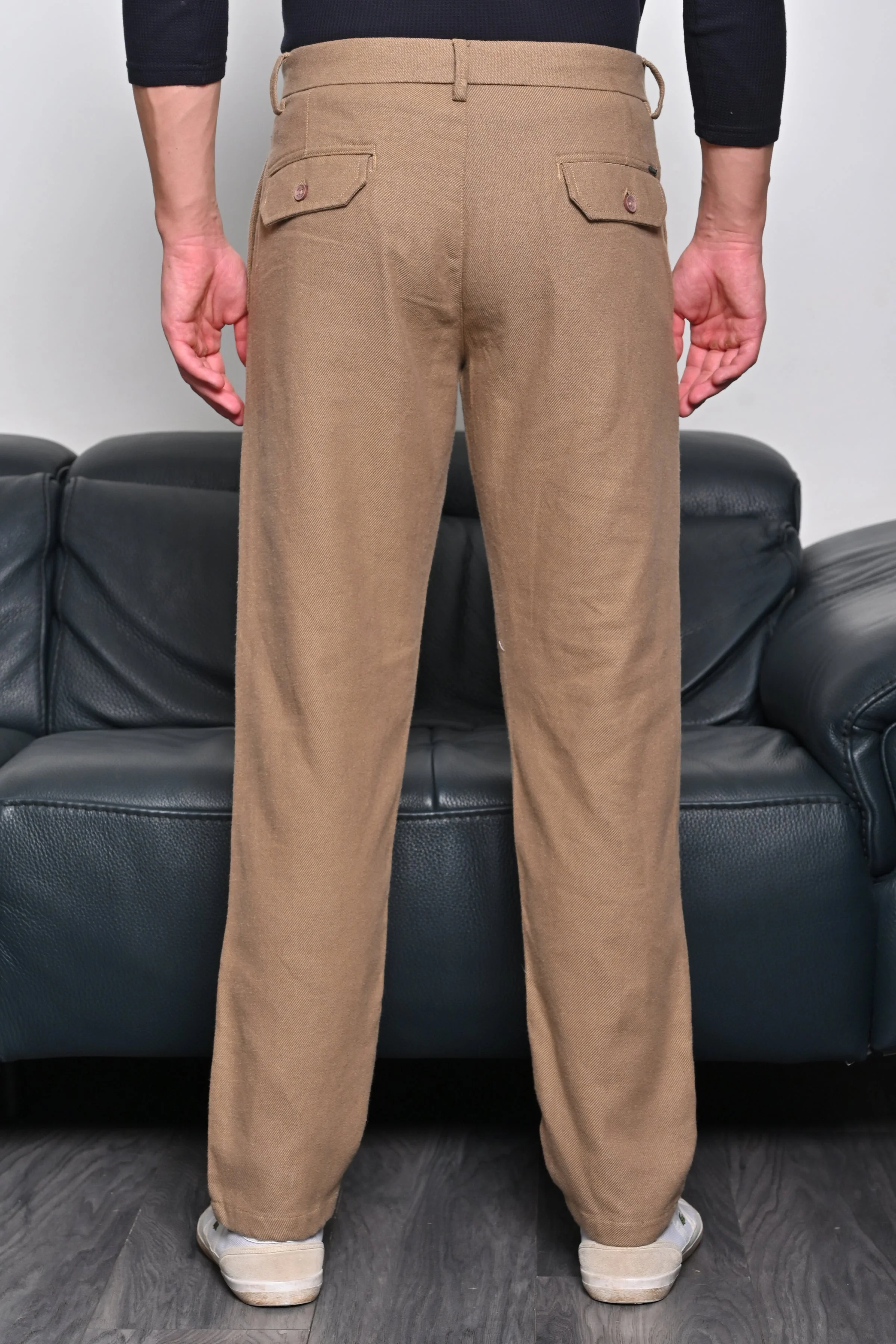 Men Tart Cotton Blend Drawstring Trouser Khaki - Image 5