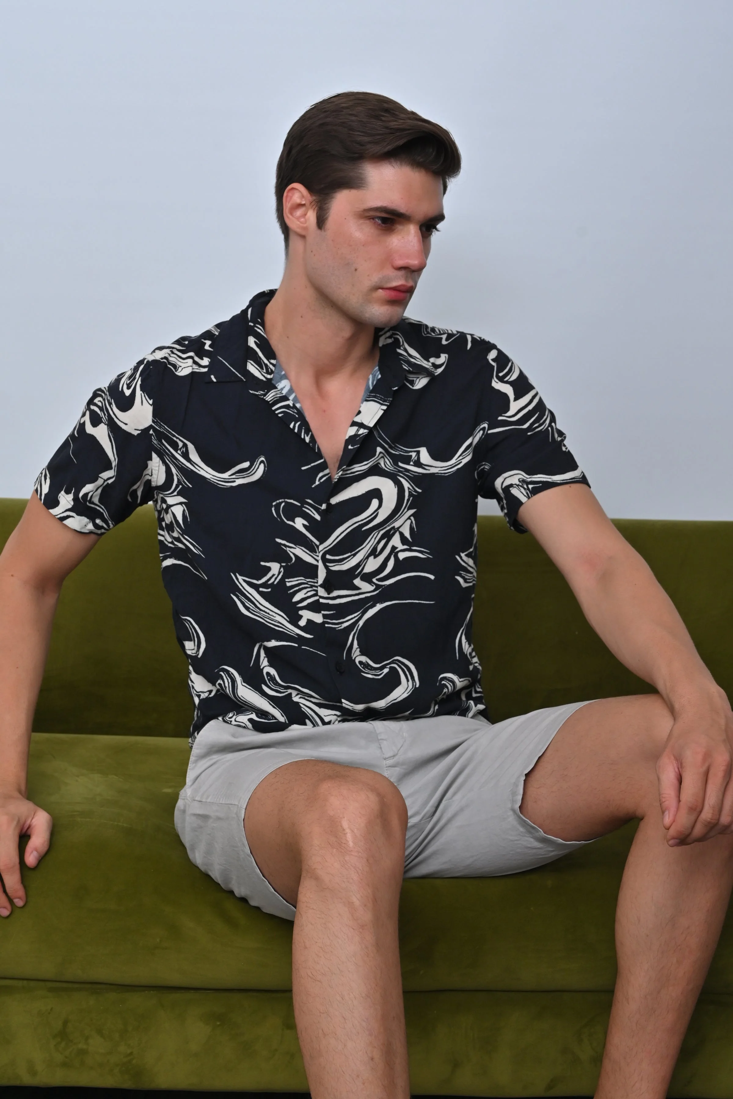 Men Tasgall Printed Shirt Black Fun - Image 6