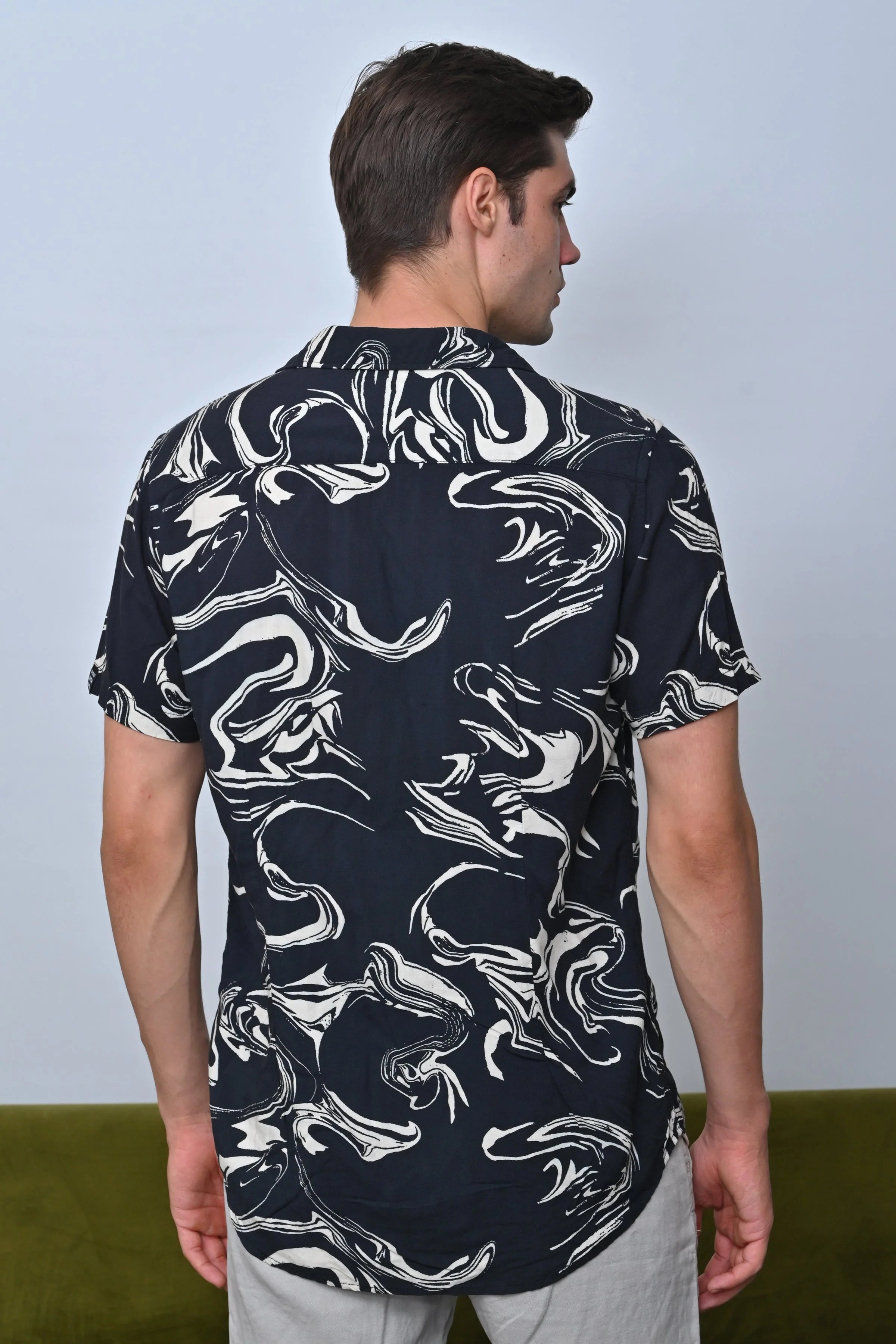 Men Tasgall Printed Shirt Black Fun - Image 7