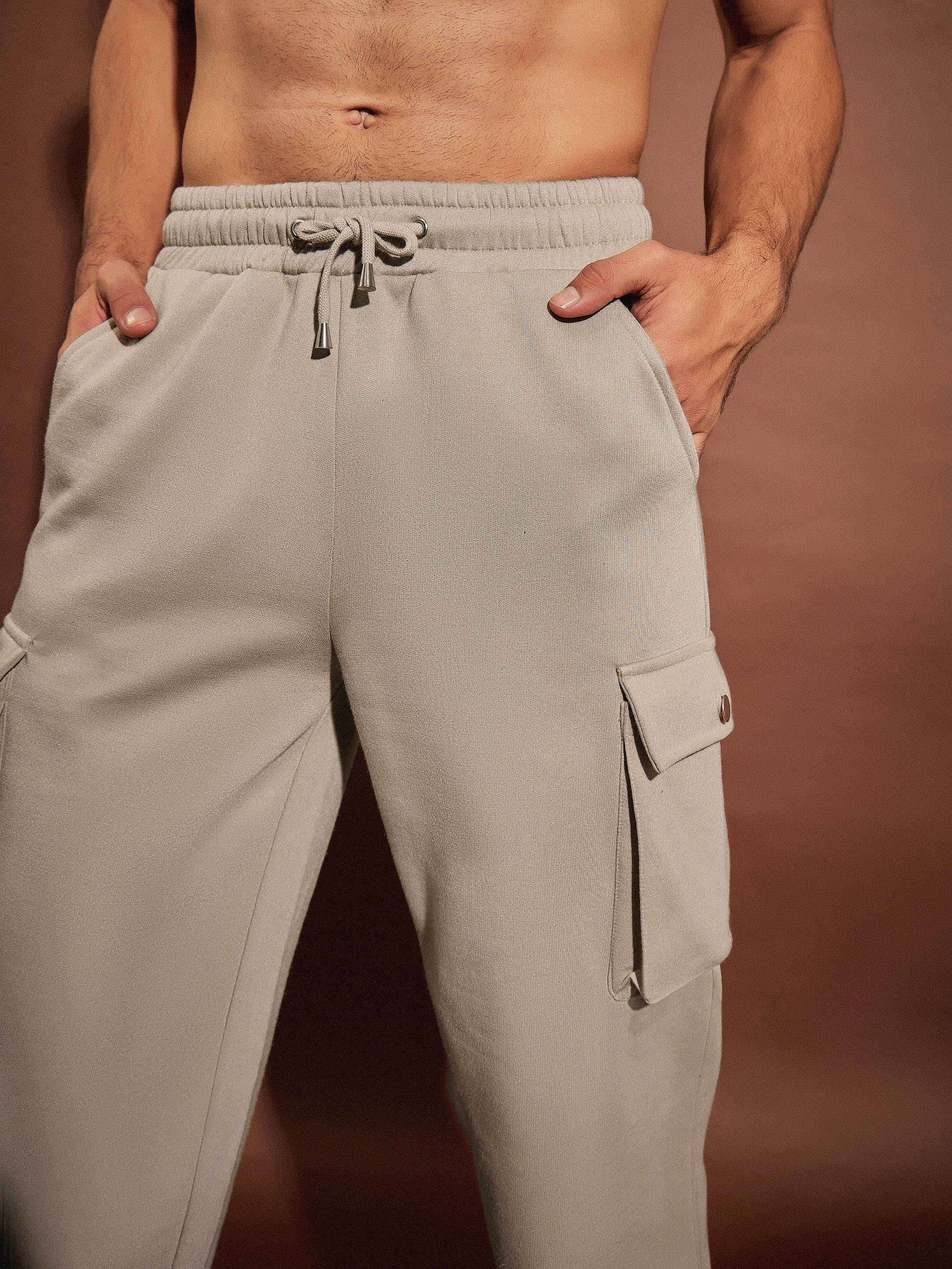Men Taupe Oversized Hoodie Sweatshirt With Joggers - Image 5