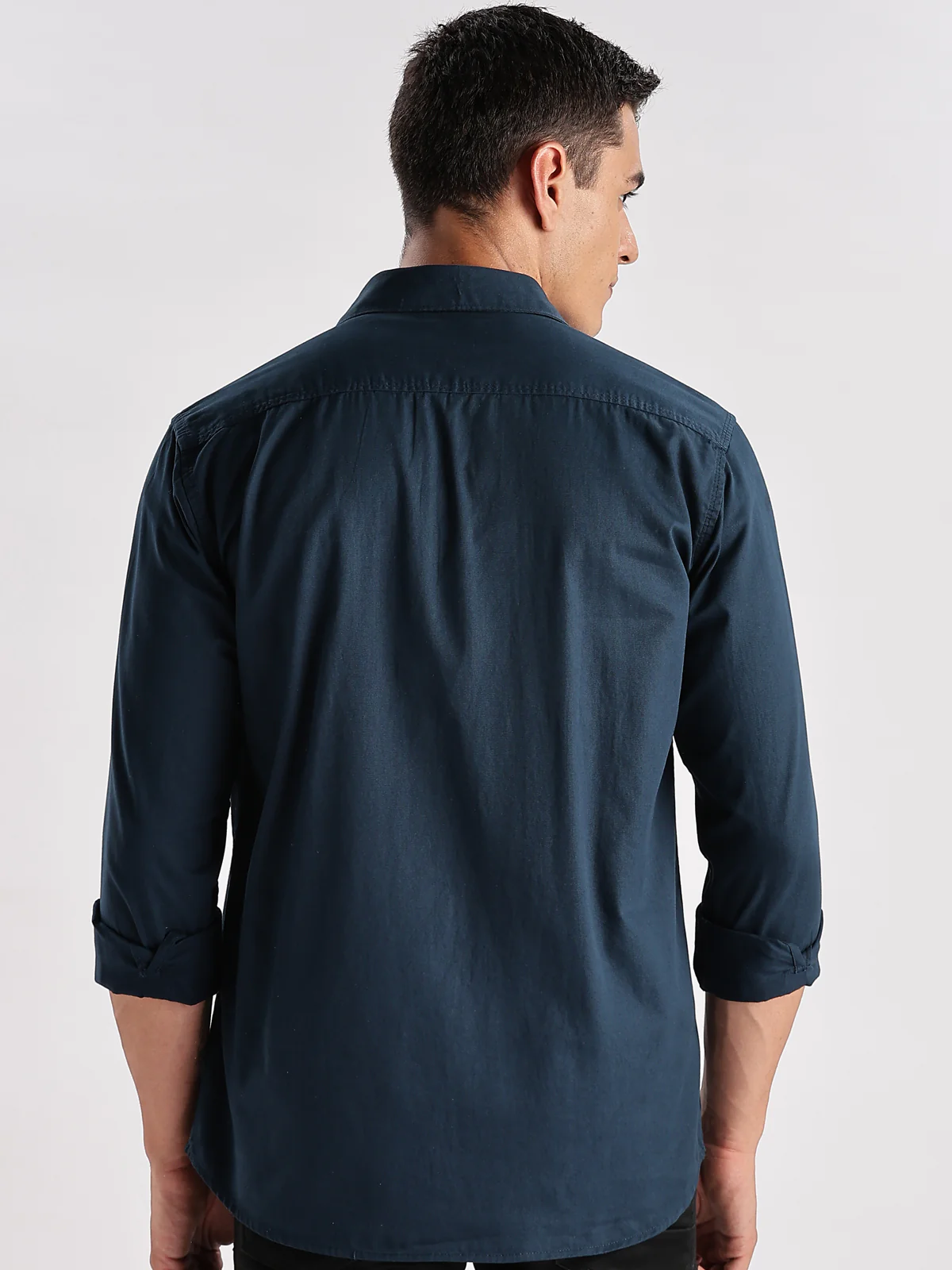 Men Teal Blue Cargo Shirt - Image 3