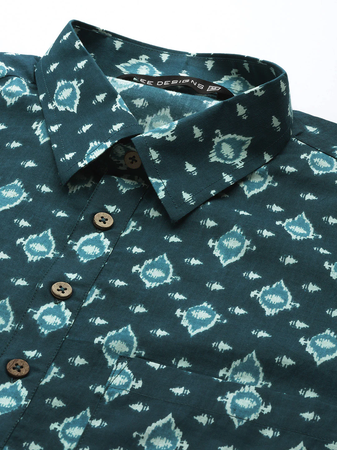Men Teal Blue Regular Pure Cotton Pathani Printed Men'S Kurta - Image 2