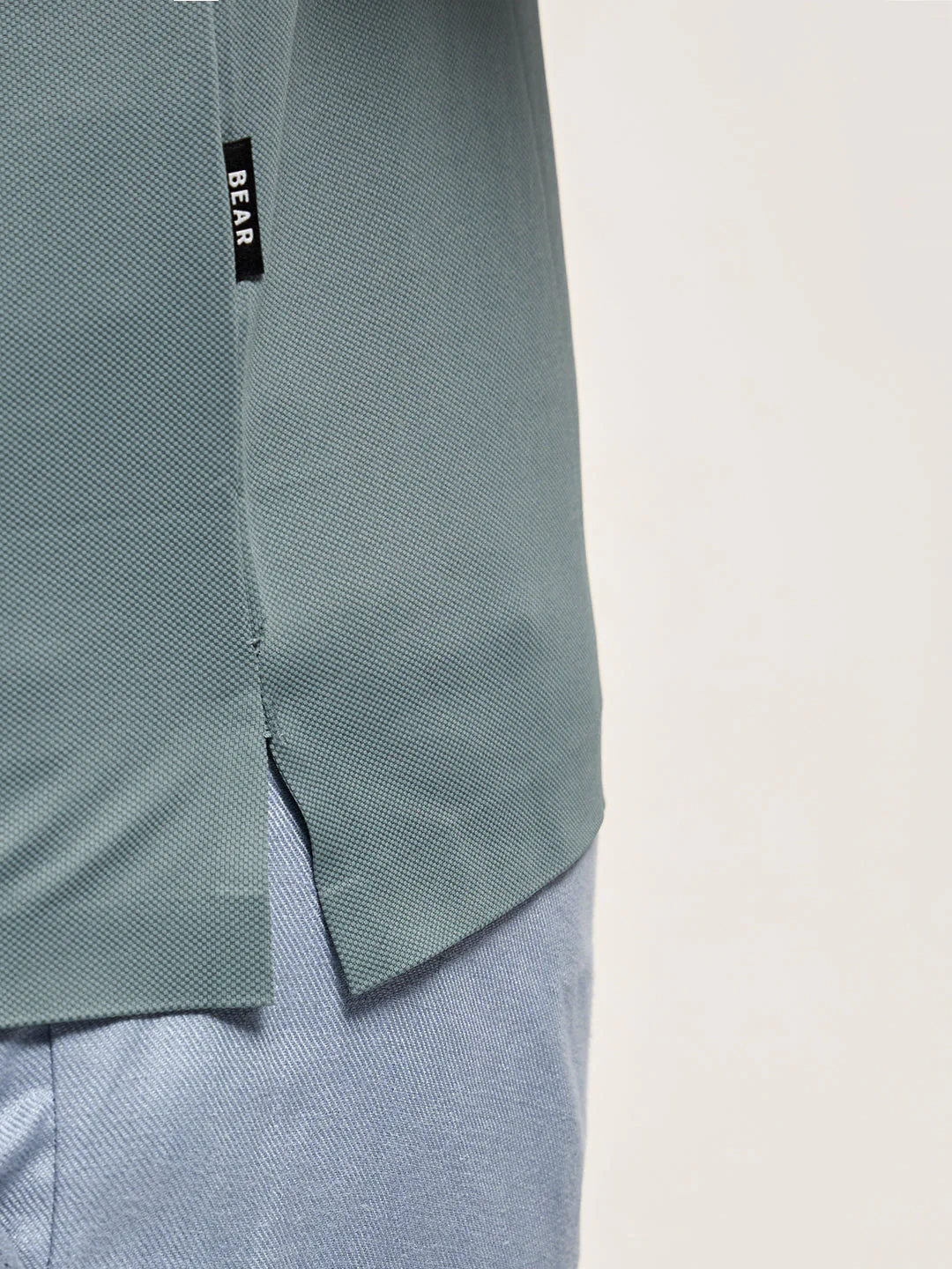 Men Teal Blue Solid Regular Fit Polo T-shirt - Image 6