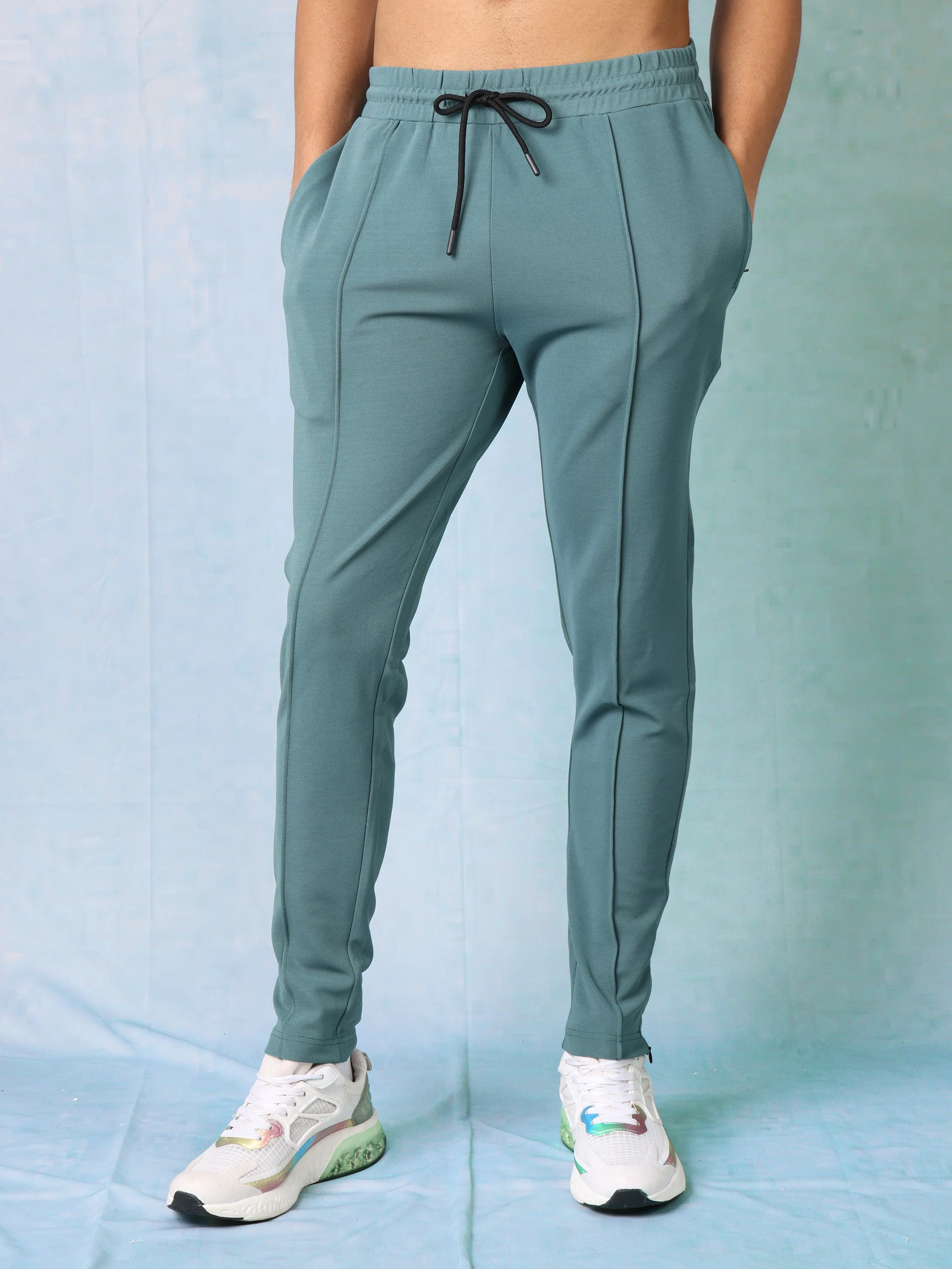 Men Teal Comfort Fit Track Pant - Image 3