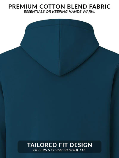 Men Teal Cotton Fleece Printed Hoodie - Image 4