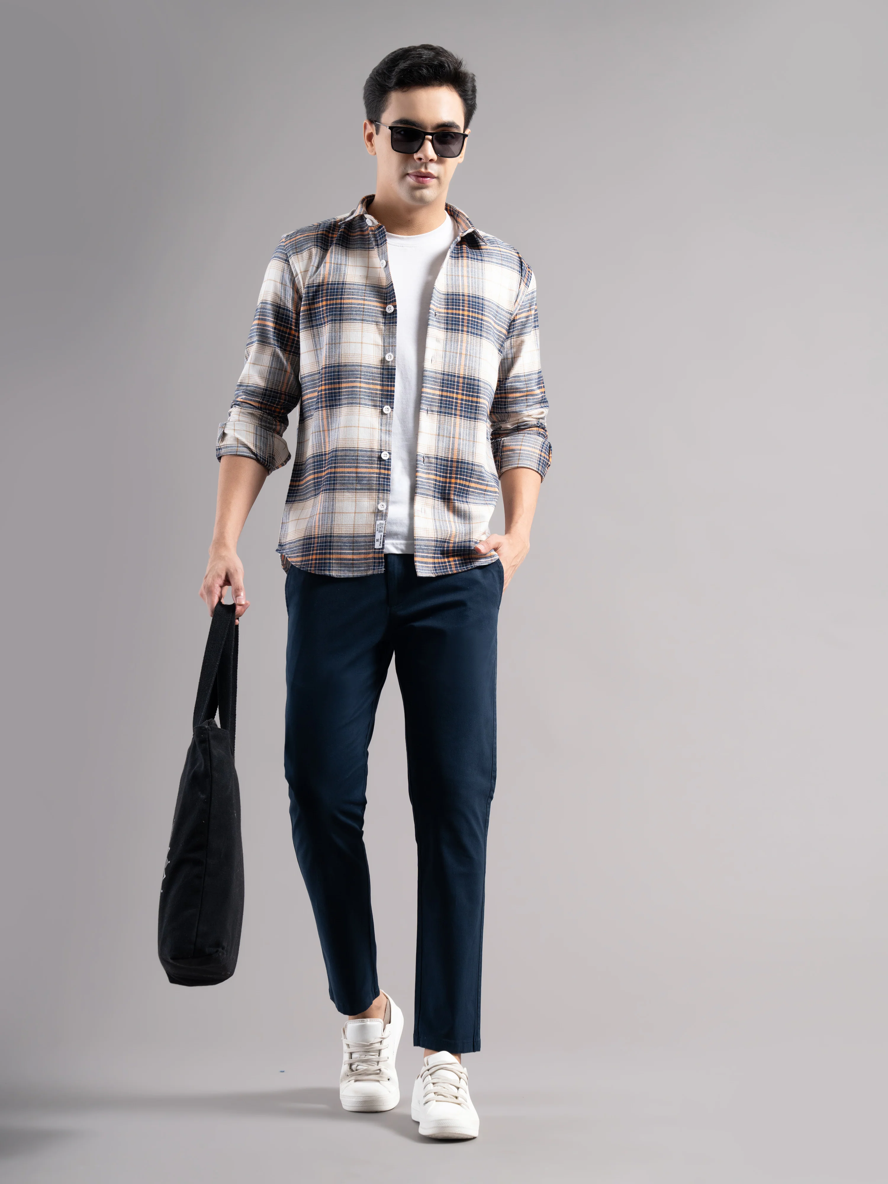 Men Teal Elastic Drawstring Trousers - Image 6