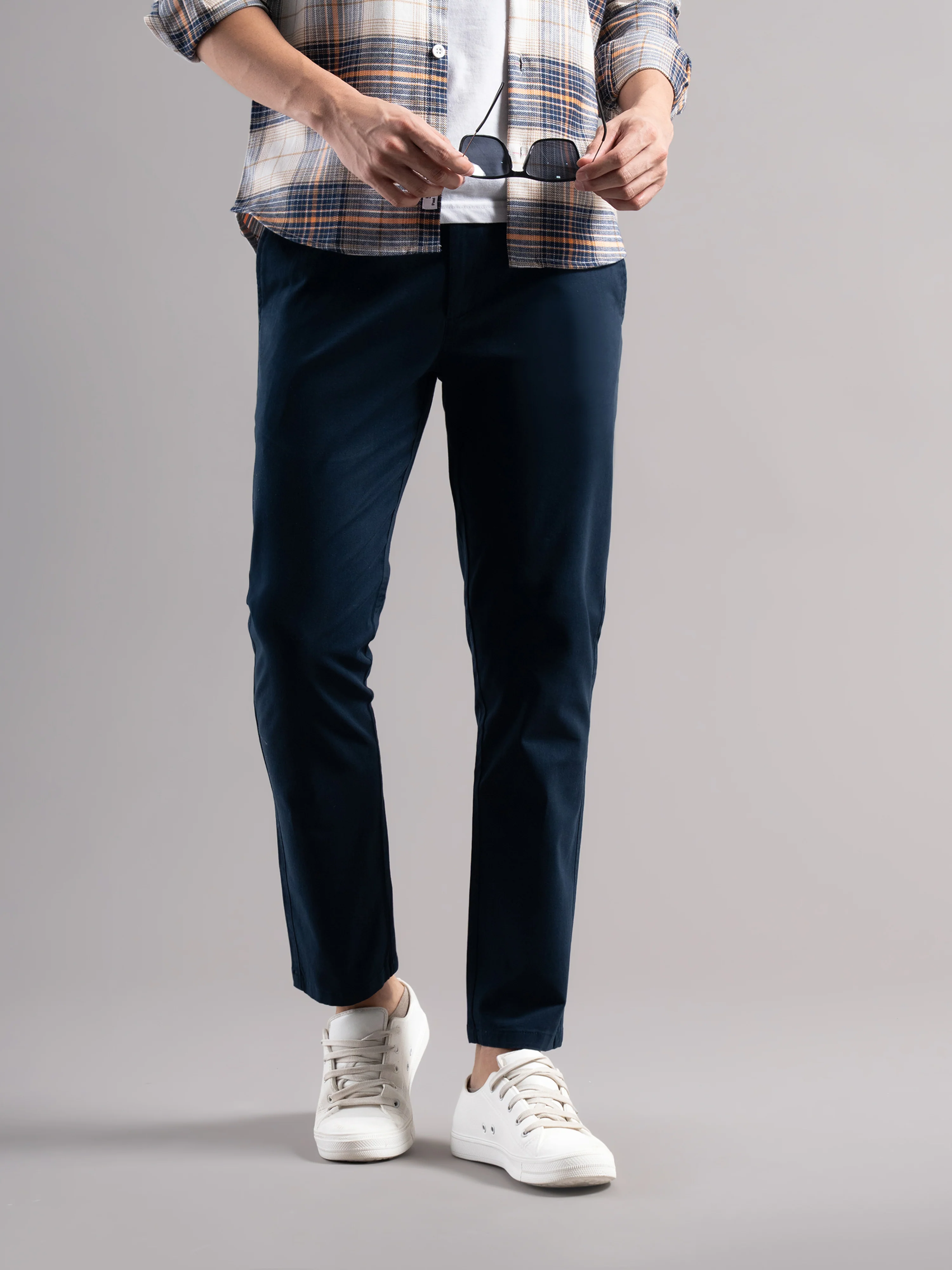 Men Teal Elastic Drawstring Trousers - Image 7