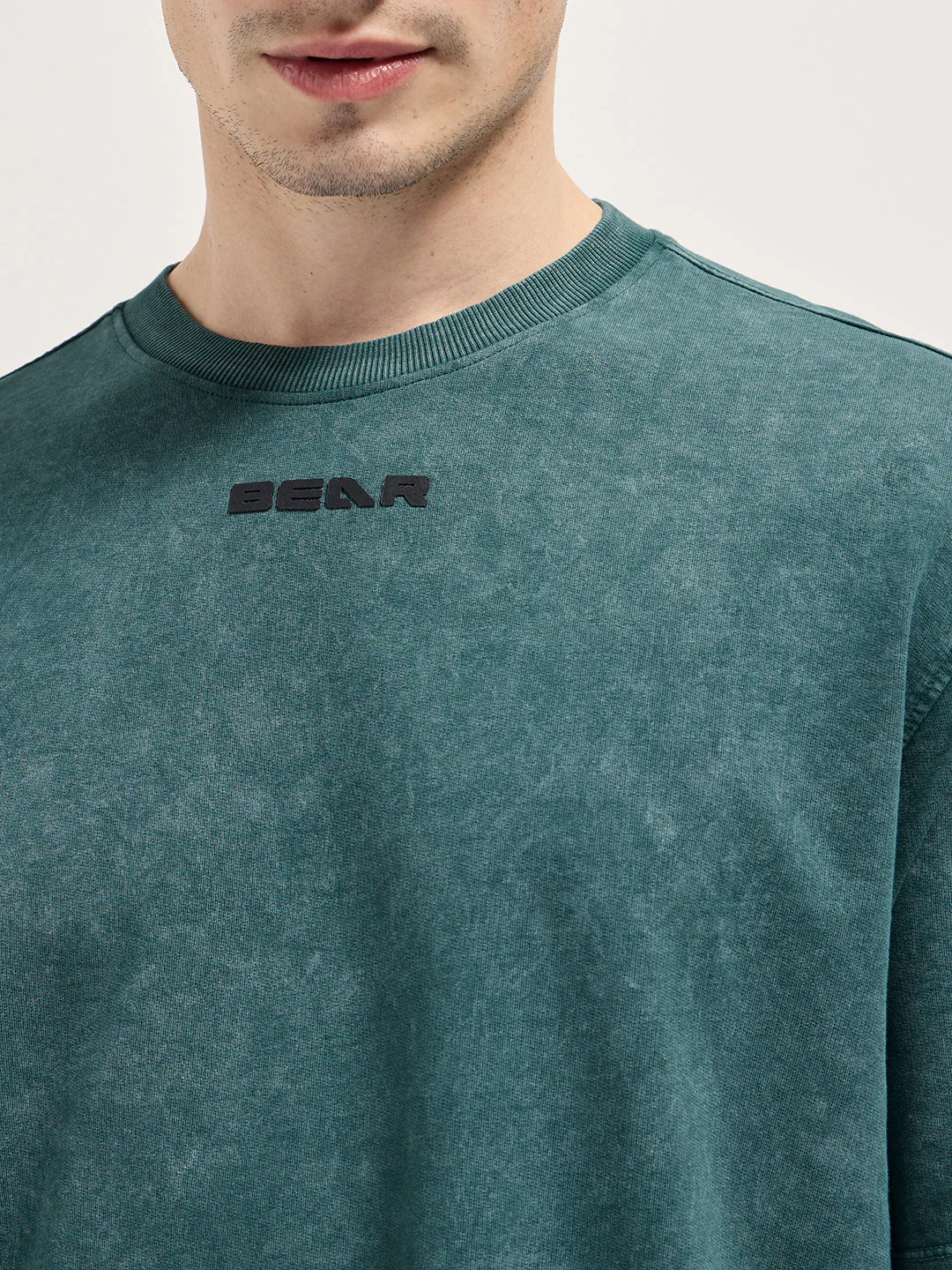 Men Teal Green Oversized Graphic T-Shirt - Image 5
