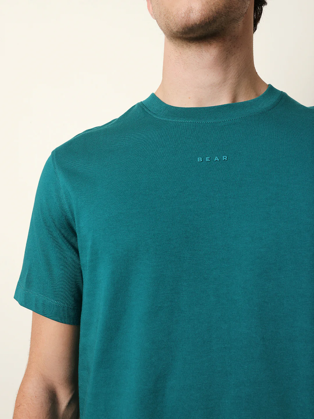 Men Teal Half Sleeve Regular T-Shirt - Image 5