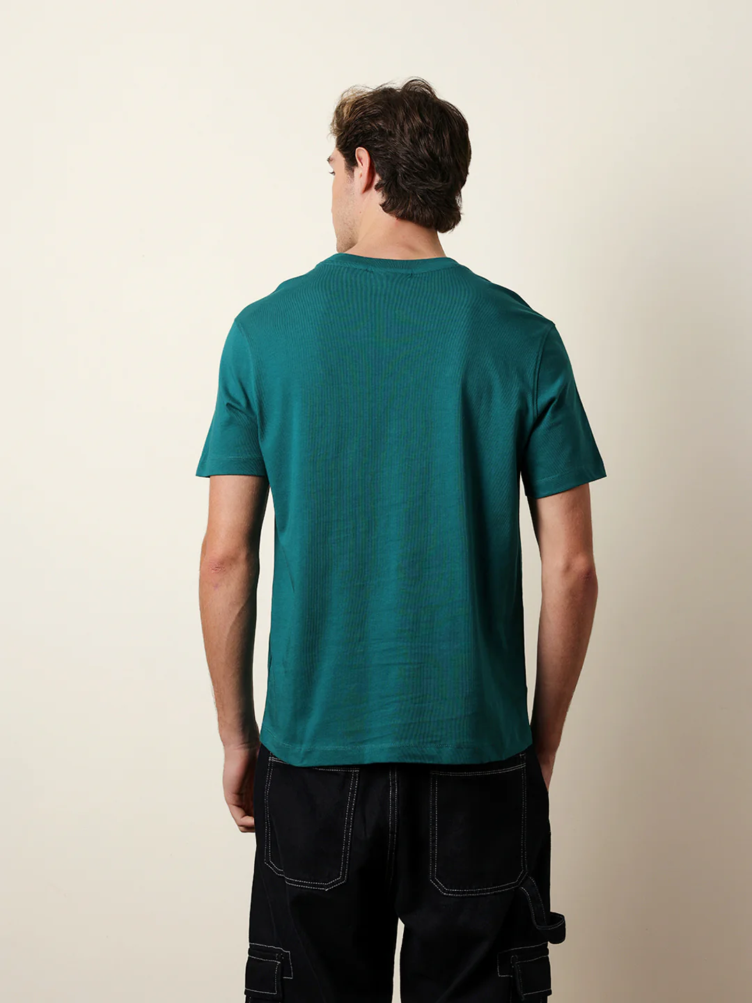Men Teal Half Sleeve Regular T-Shirt - Image 6