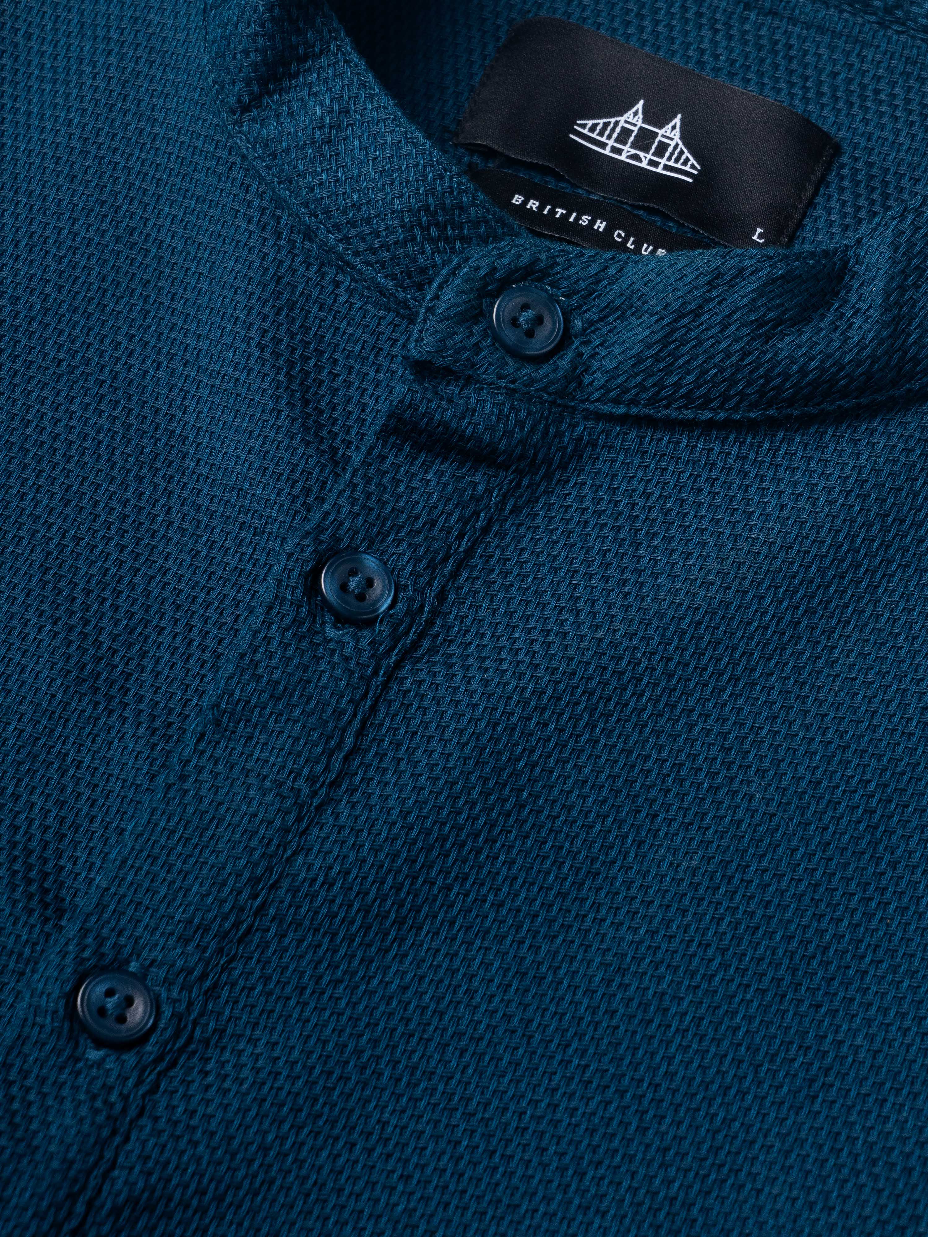 Men Teal Kurta Shirt - Image 9