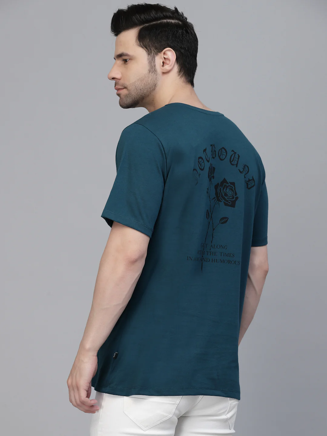 Men Teal Oversized Printed T-shirt - Image 5