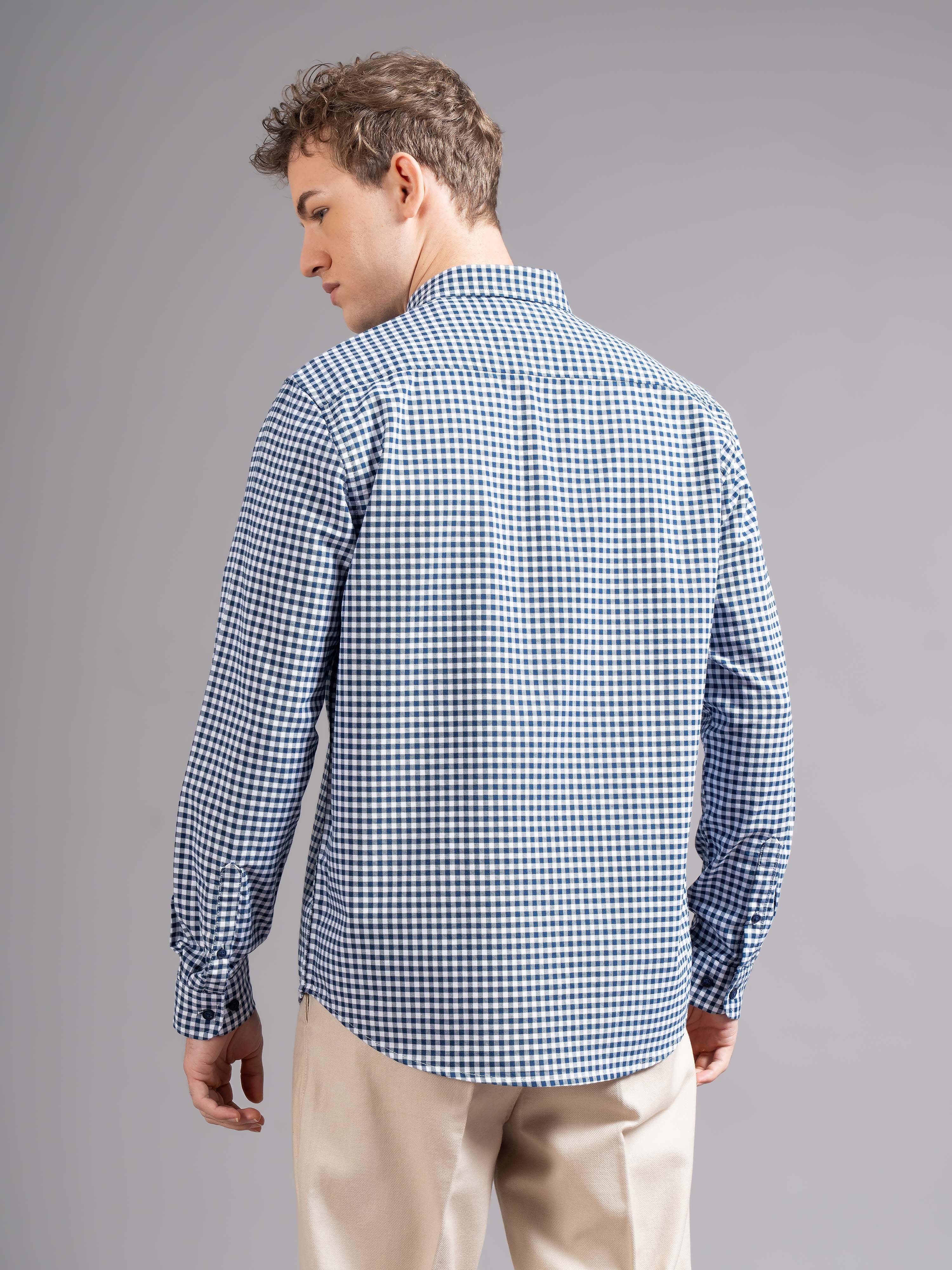 Men Teal Oxford Shirt - Image 3