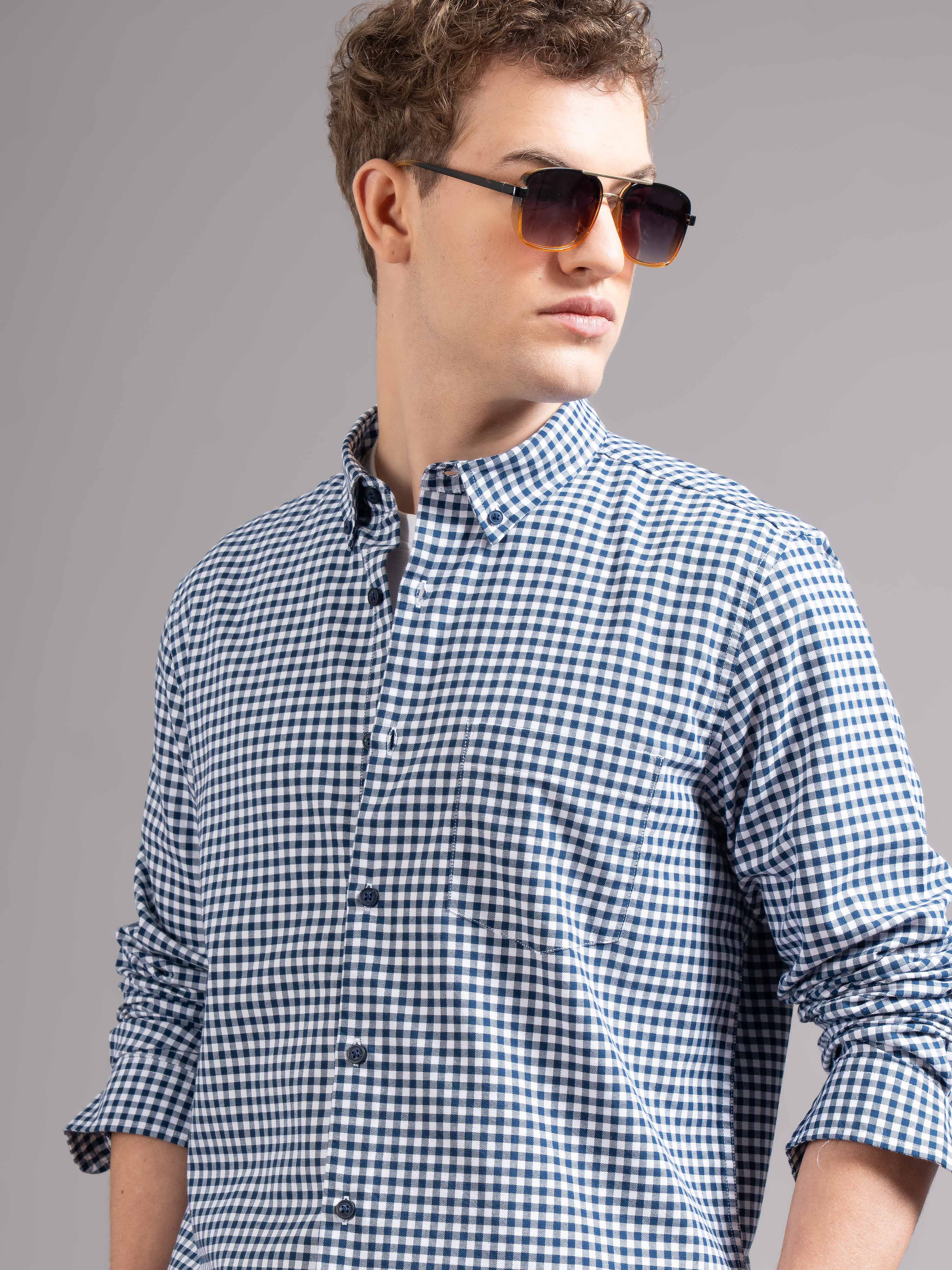 Men Teal Oxford Shirt - Image 4