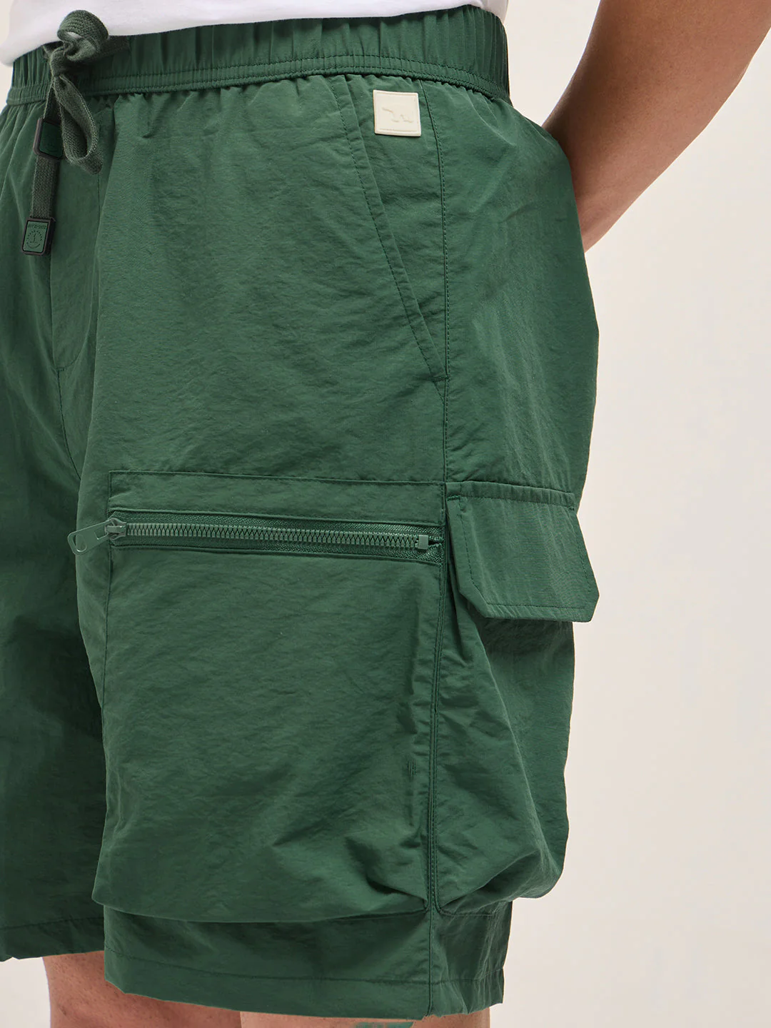 Men Teal Polyester Regular Fit Knee-Length Cargo Shorts - Image 6