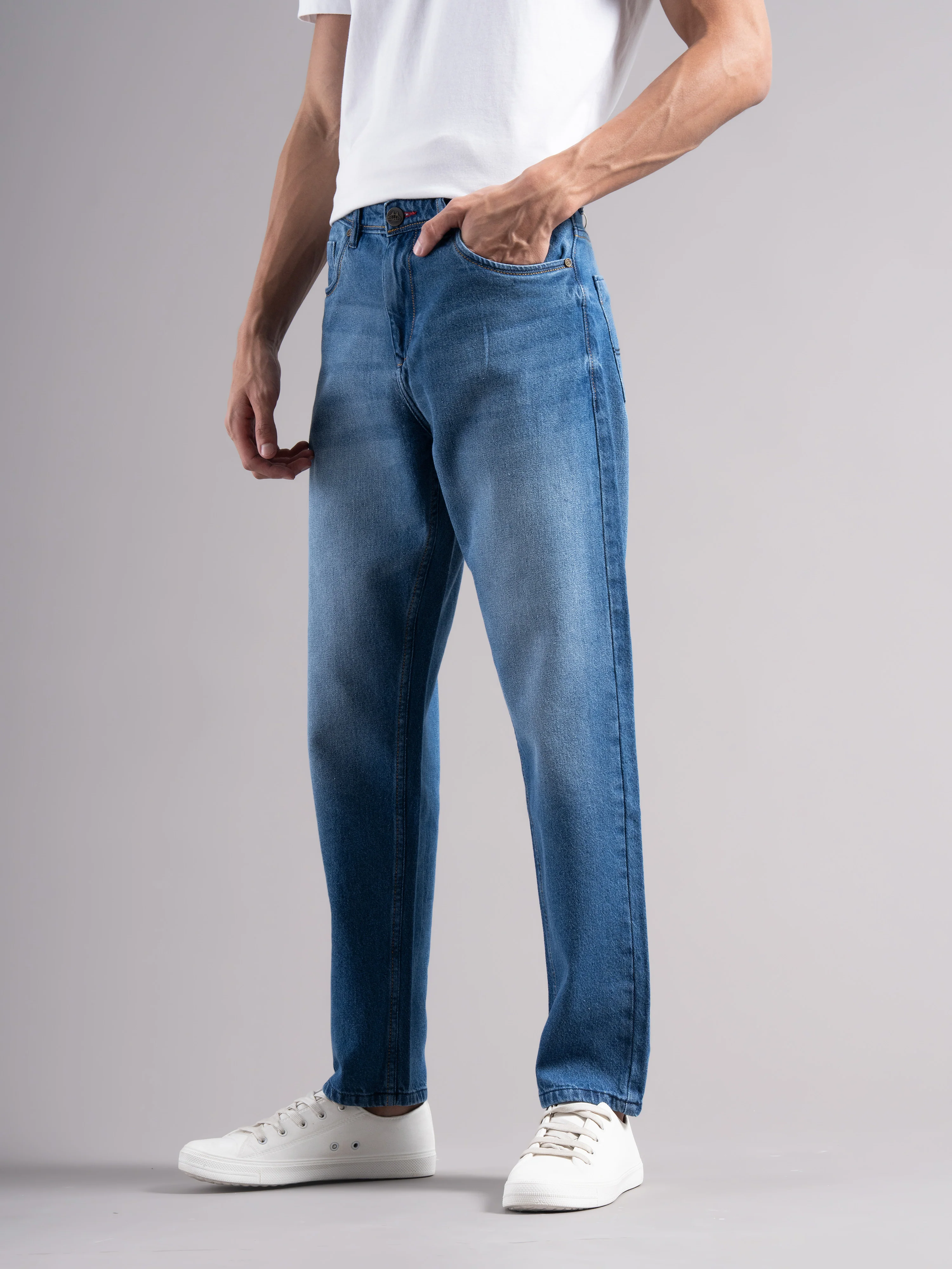 Men Teal Regular Fit Jeans - Image 3