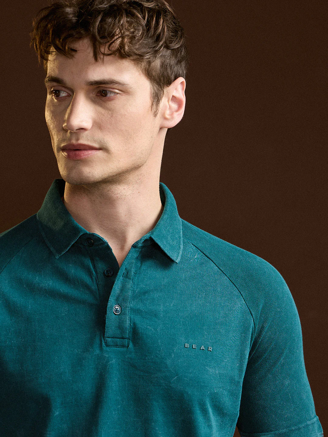 Men Teal Solid Regular Fit Polo Collar T-shirt - Image 5