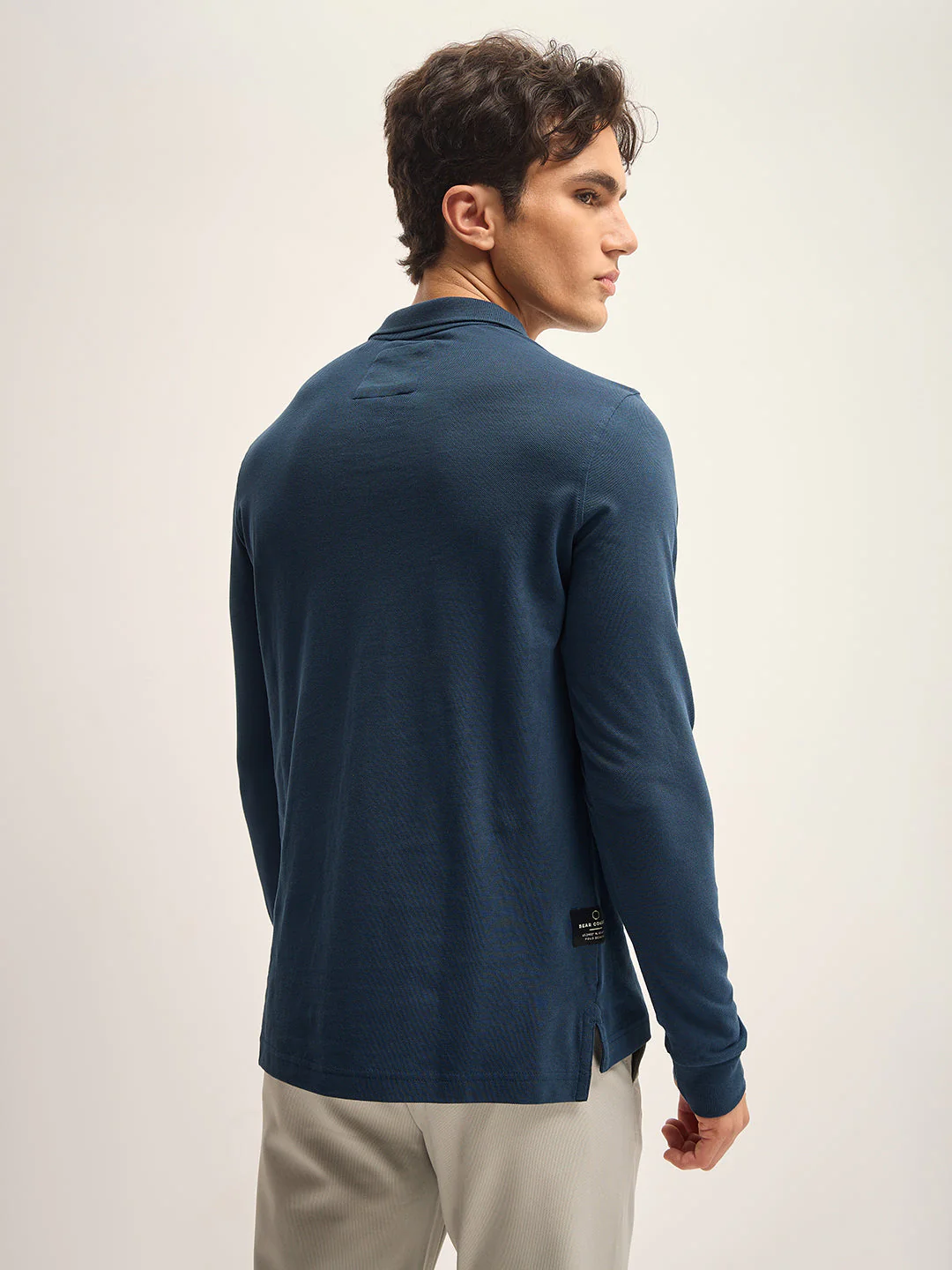 Men Teal Solid Regular Fit Polo Collar T-shirt - Image 2