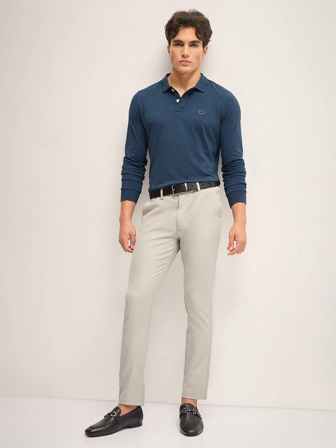 Men Teal Solid Regular Fit Polo Collar T-shirt - Image 4