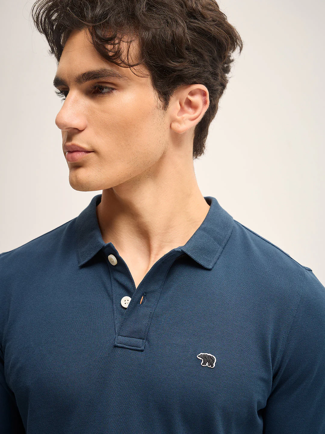 Men Teal Solid Regular Fit Polo Collar T-shirt - Image 5