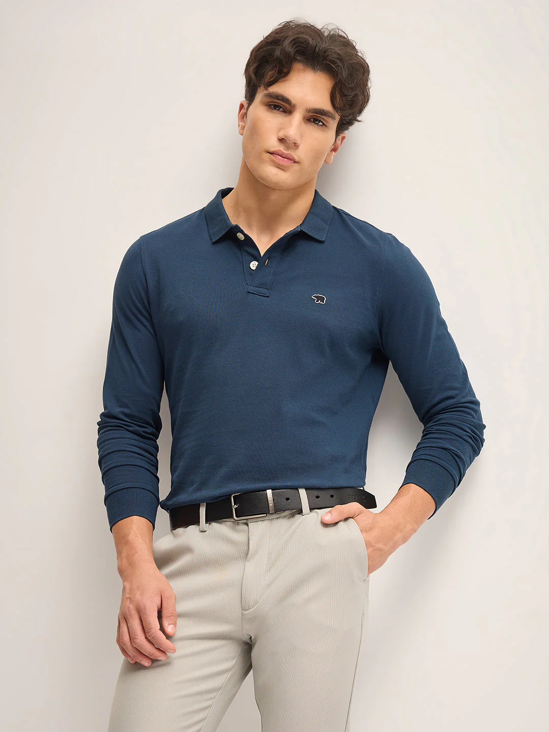 Men Teal Solid Regular Fit Polo Collar T-shirt - Image 6