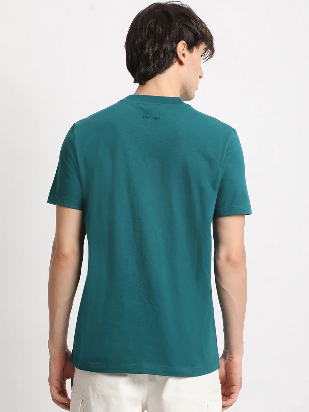 Men Teal Solid Regular Fit Round Neck T Shirt | The Bear House - Image 4