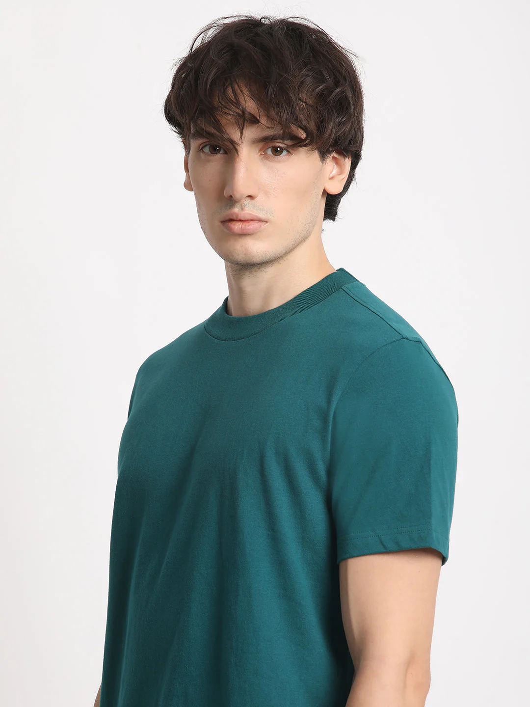 Men Teal Solid Regular Fit Round Neck T Shirt | The Bear House - Image 6