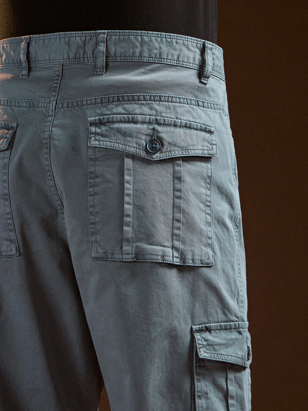 Men Teal Solid Straight Fit Functional & Stylish Cargo Pant - Image 6