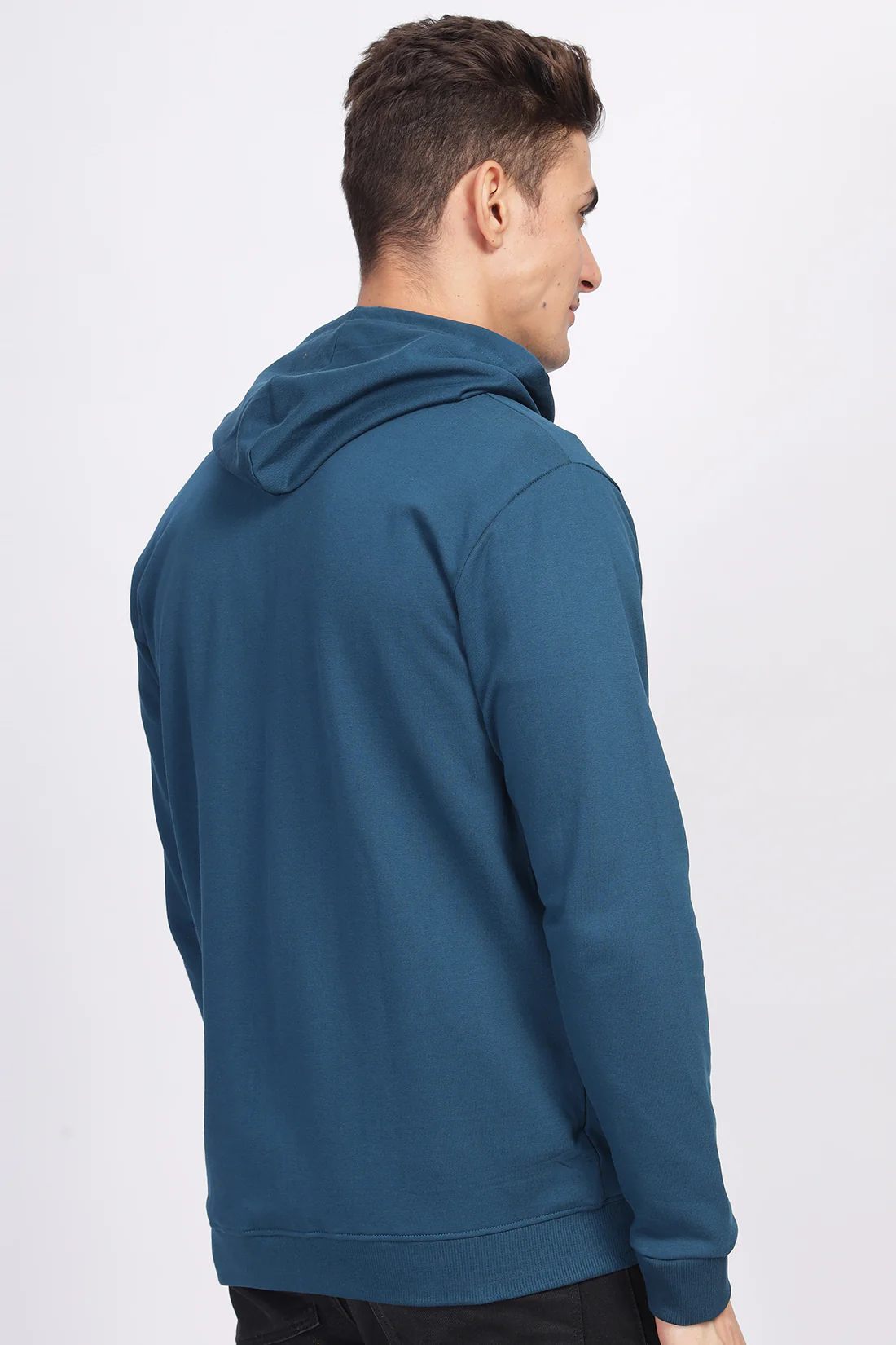 Men Teal Sweatshirt With Zipper Hoodies - Image 2