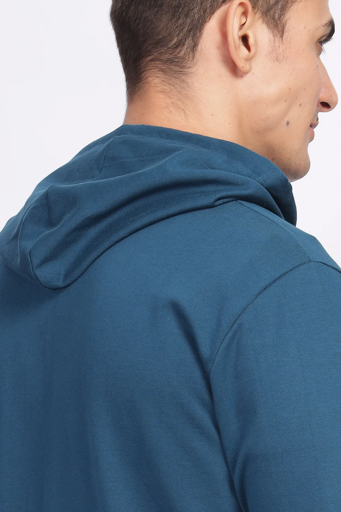 Men Teal Sweatshirt With Zipper Hoodies - Image 3